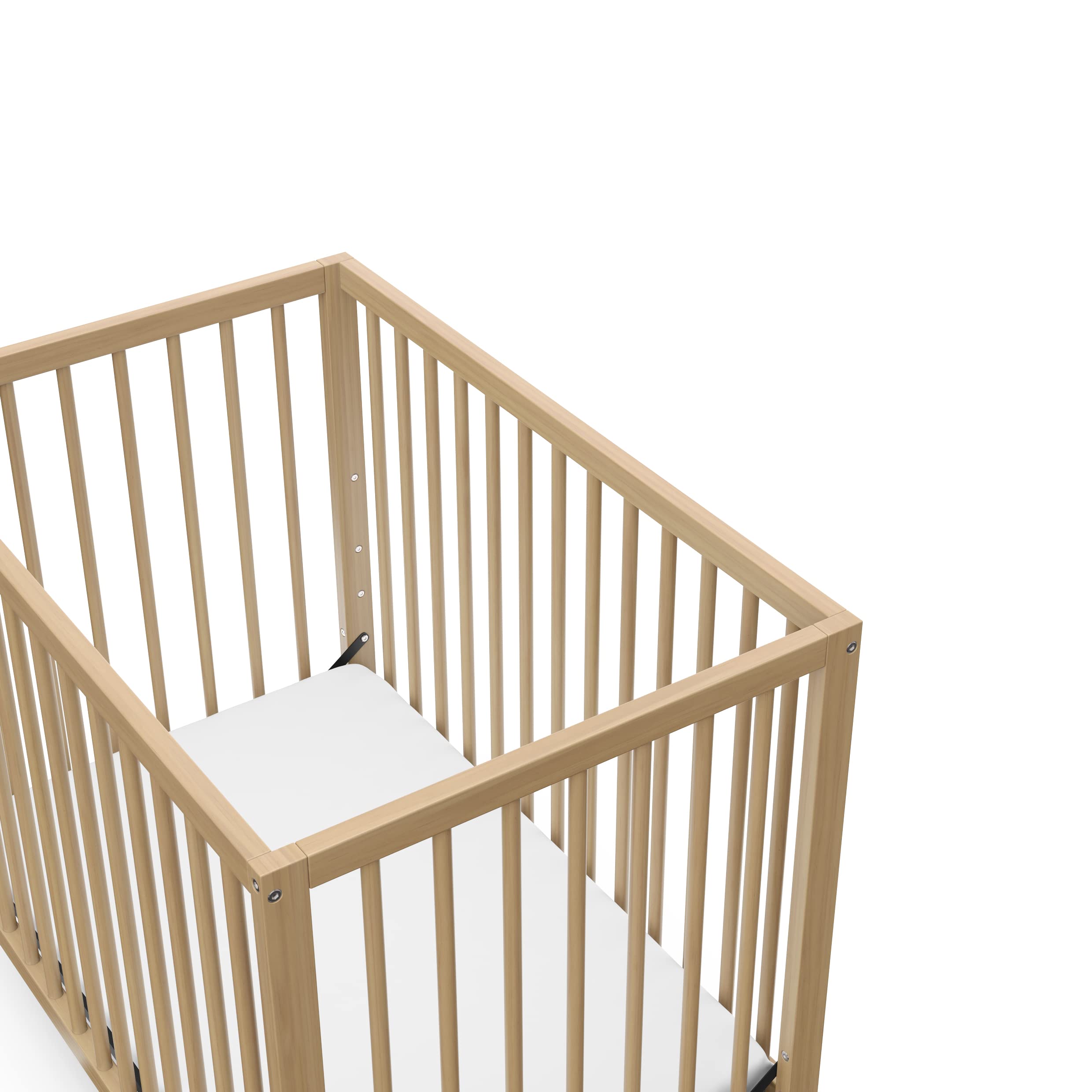 Graco Teddi 4-in-1 Convertible Mini Crib with Water-Resistant Mattress - GREENGUARD Gold Certified, Driftwood Finish | Space-Saving Nursery Solution for Small Rooms & Apartments | Includes 2.75-Inch Mattress, Easy 30-Min Assembly