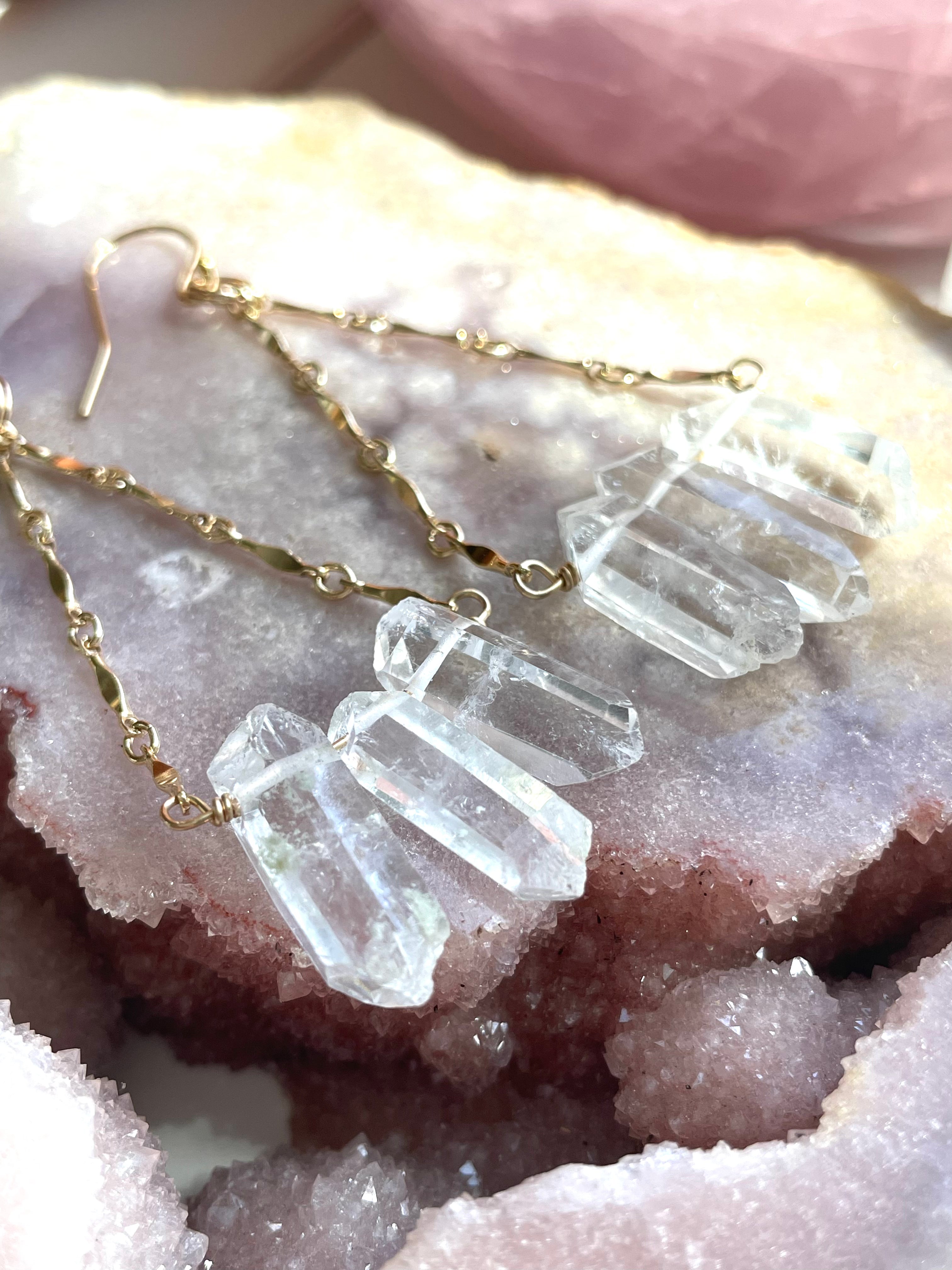 Natural Clear Quartz Raw Crystal Earrings for Women - Healing Stone Jewelry for Meditation, Yoga & Spiritual Gifts