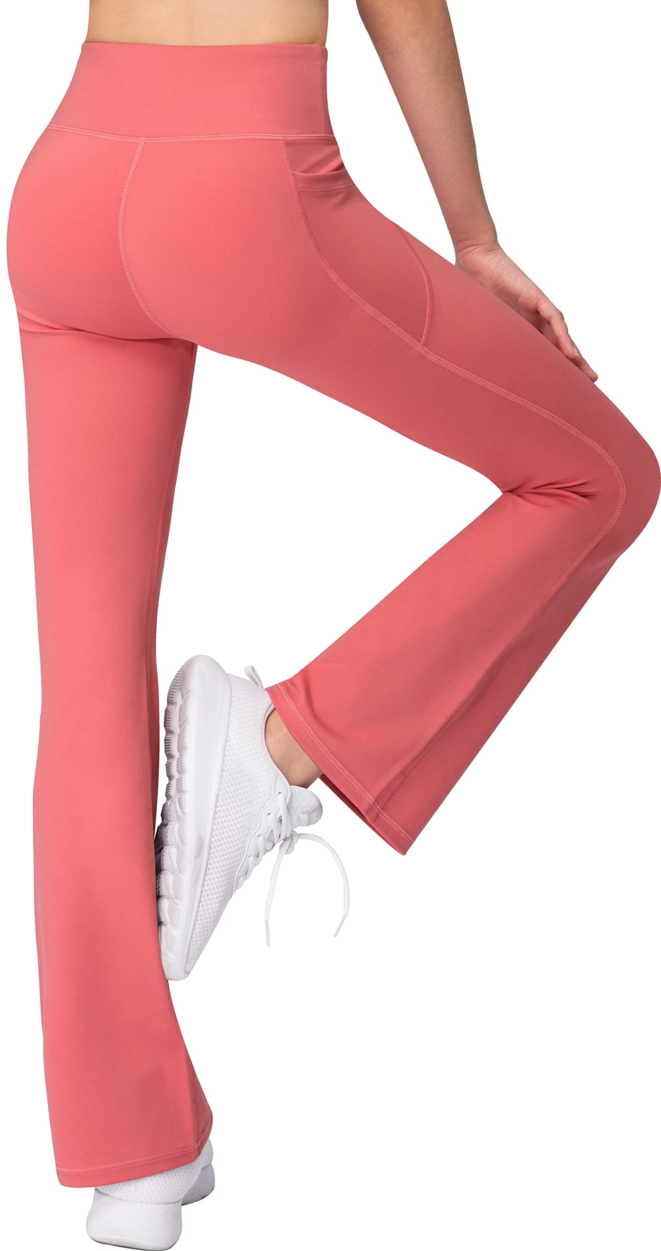 Bootcut Yoga Pants Flare Leggings for Women & Girls - High Waisted Dance Pants with Pockets - Stretchy Workout Leggings for Yoga, Gym, Running & Casual Wear