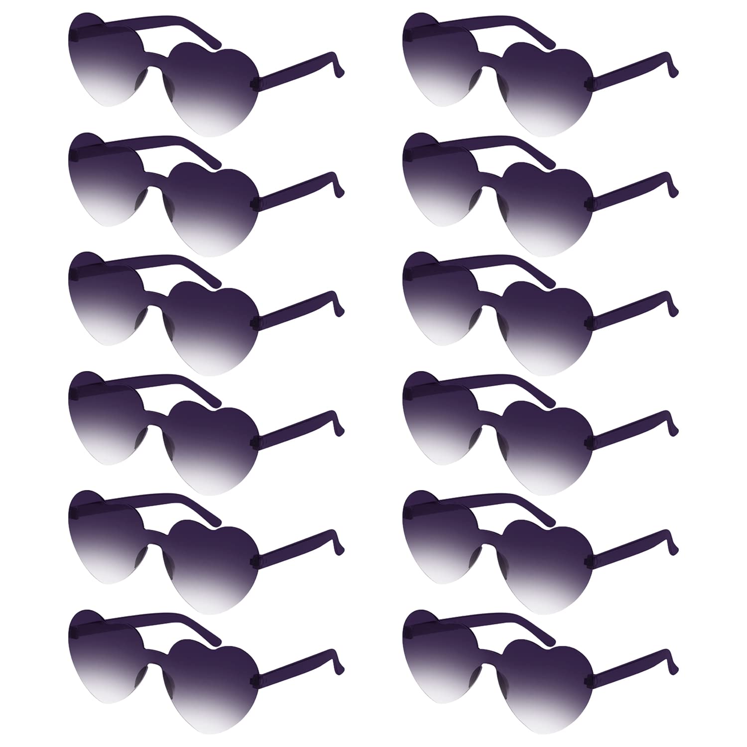 LUTER 12pcs Heart Shaped Rimless Sunglasses for Women - Stylish Gradient Color Transparent Frameless Heart Sunglasses | Perfect for Birthday Parties, Summer Events & Bachelorette Parties (Black)