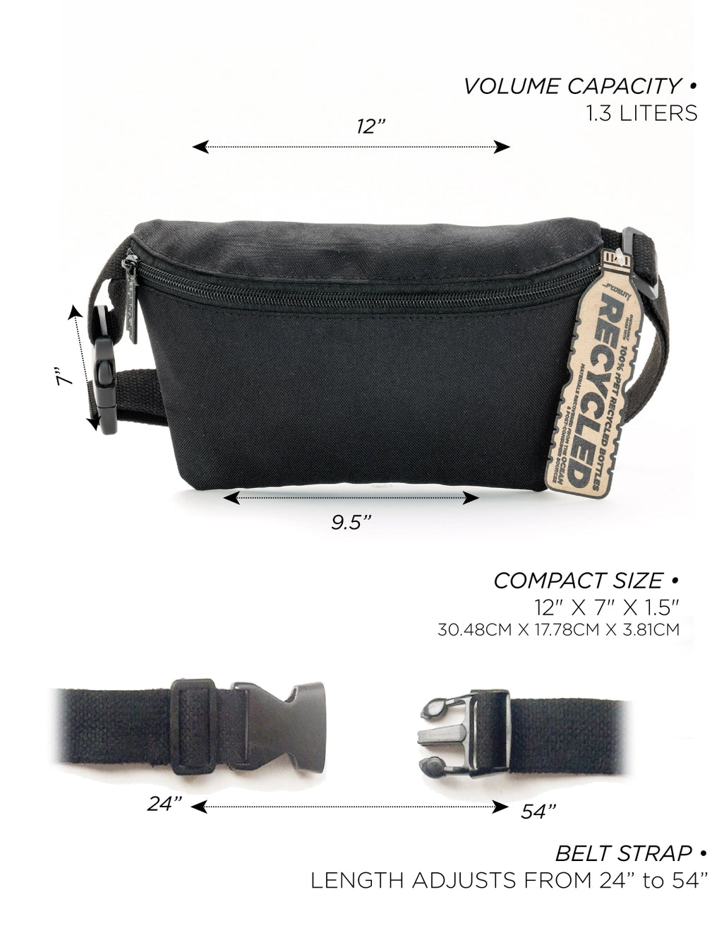 Ultra Slim Fanny Pack for Men & Women - Eco-Friendly Recycled Space Defender Design - Perfect for Running, Hiking, Travel & Everyday Use