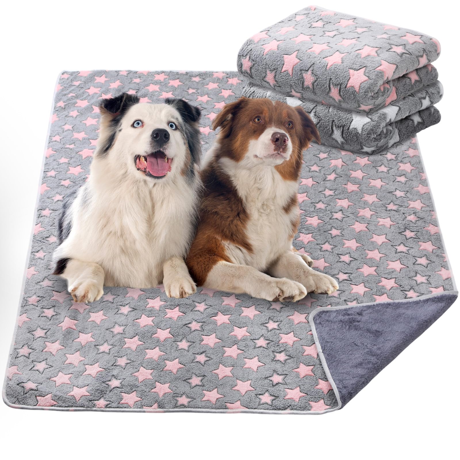 2 Pack Soft Fluffy Dog Blanket for Large Dogs - Washable Reusable Pet Blanket, Whelping & Pee Pads - 65