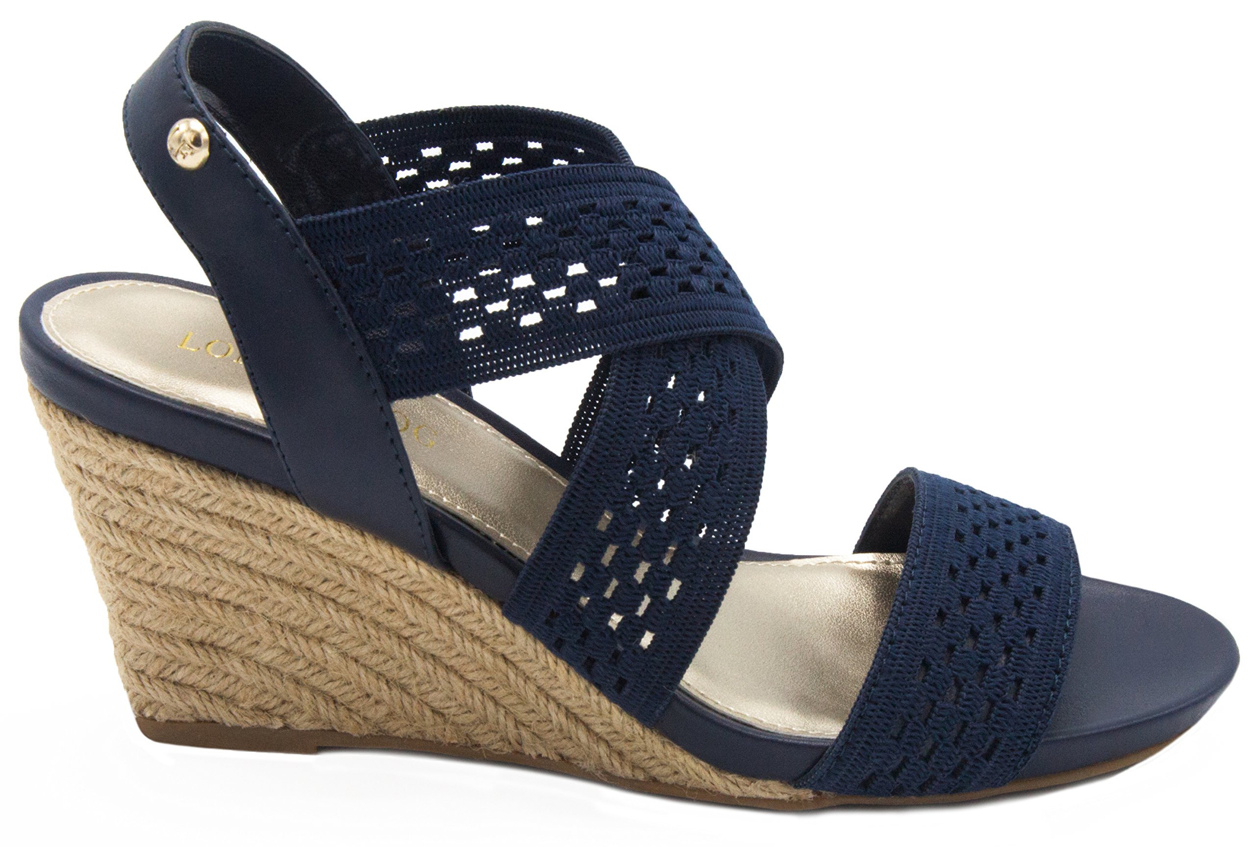 London Fog Women's Wedge Sandals - Open Toe Espadrilles for Summer Outings