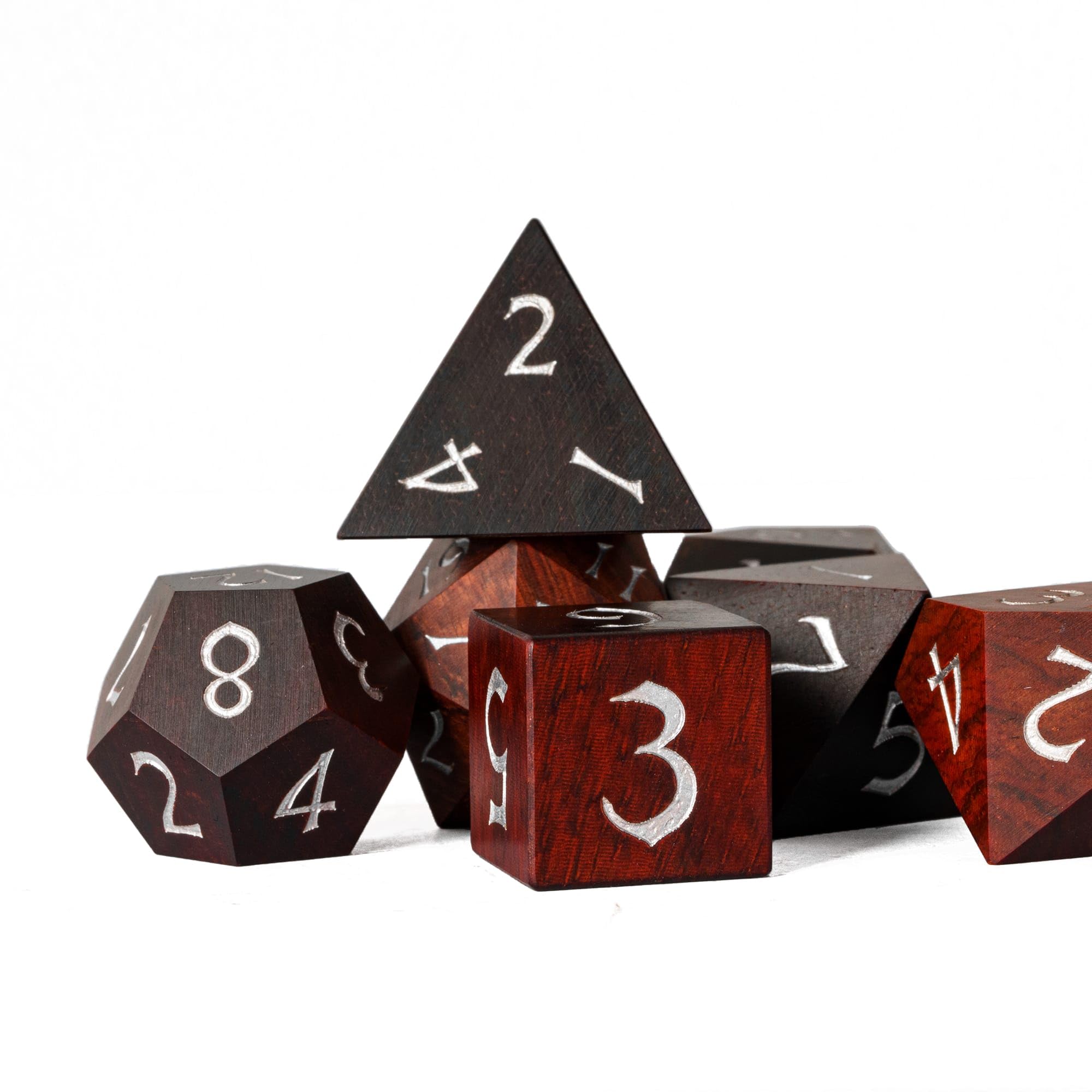 Premium Red Sandalwood D&D Dice Set - Natural Wooden Polyhedral RPG Dice with Elegant Metal Storage Tin for Dungeons & Dragons, Pathfinder, MTG | Perfect for Tabletop Gaming, Fantasy RPG Nights & Collector's Display