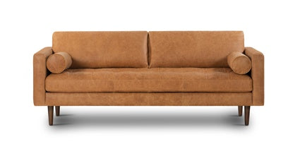 Premium Napa Leather Sofa - Modern Luxury Living Room Furniture for Home & Office - Perfect for Relaxing, Entertaining & Stylish Decor