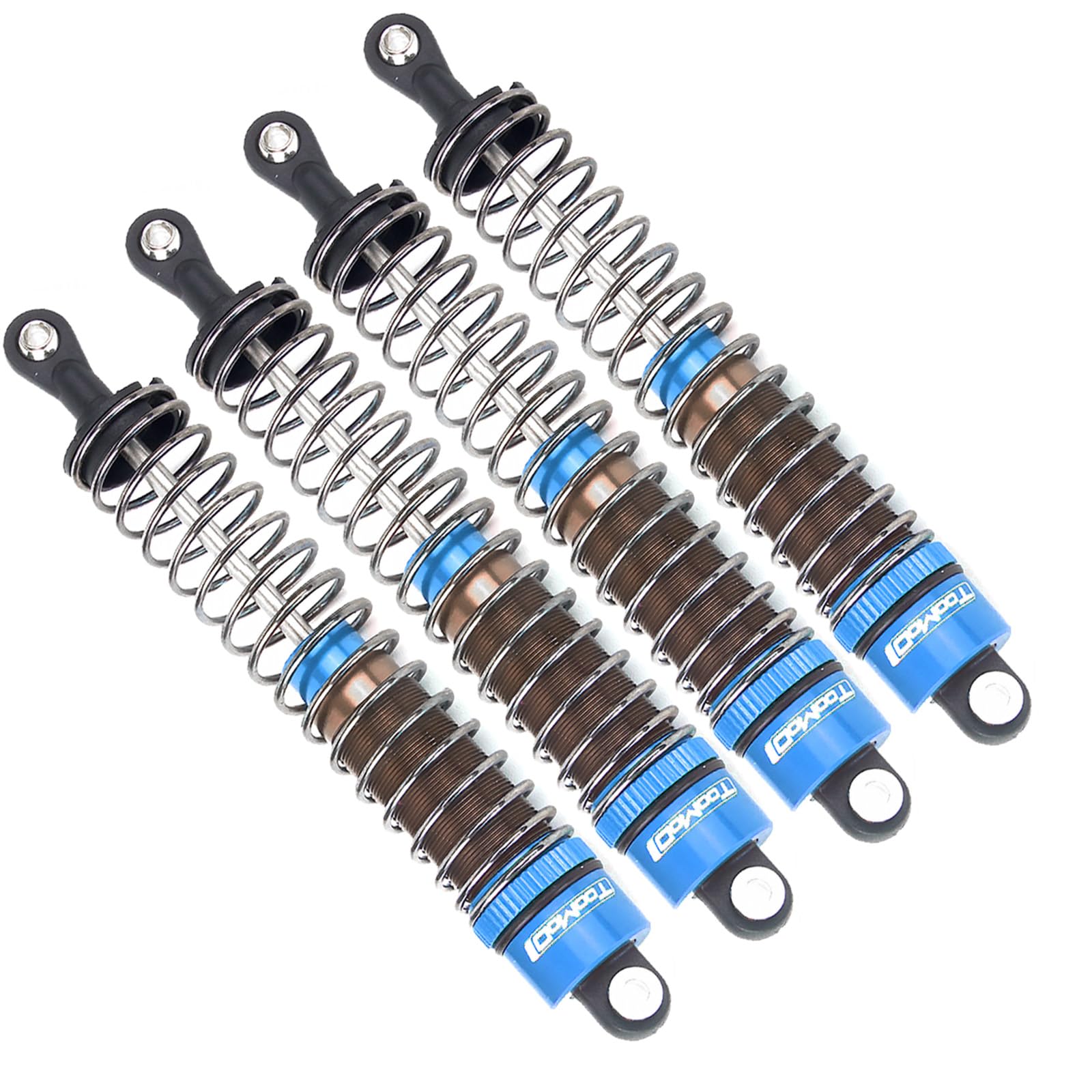 1/10 Scale 90mm RC Oil Filled Shock Absorbers Kit - Compatible with Tamiya Bullhead, SuperClod Buster, TRX4, Axial SCX10, D90 Crawler Trucks - Blue Performance Upgrade Parts for Off-Road Racing & Rock Crawling