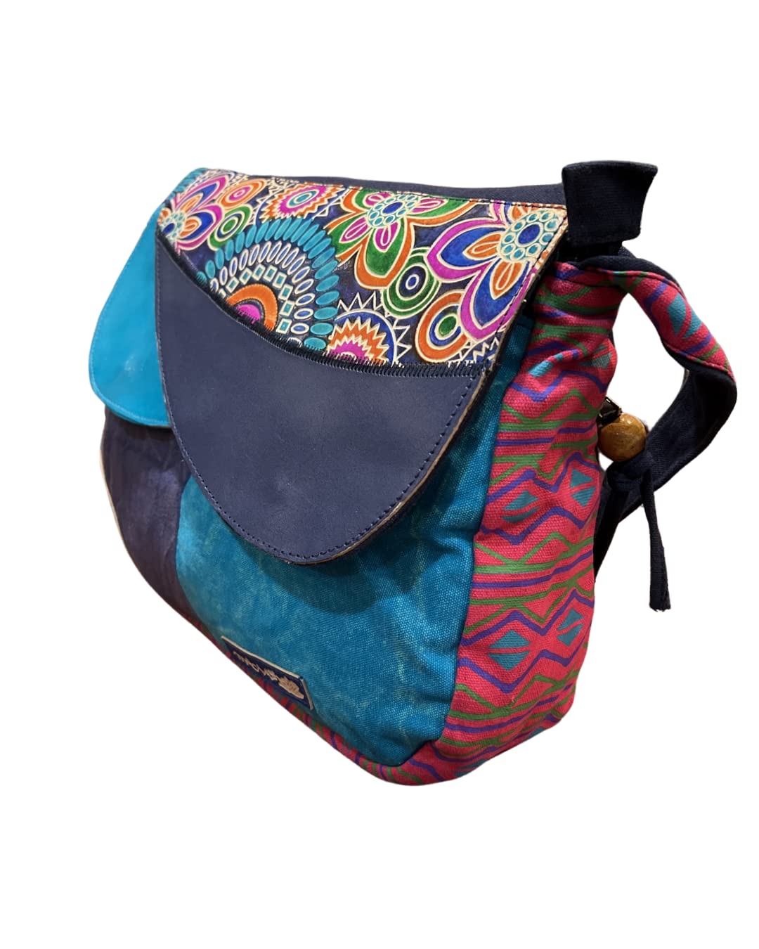 Stylish Macha Cross-body Bag for Women - Cotton & Leather Boho Handbag with Colorful Ethnic Prints | Perfect for Hippie, Boho, and Festival Fashion