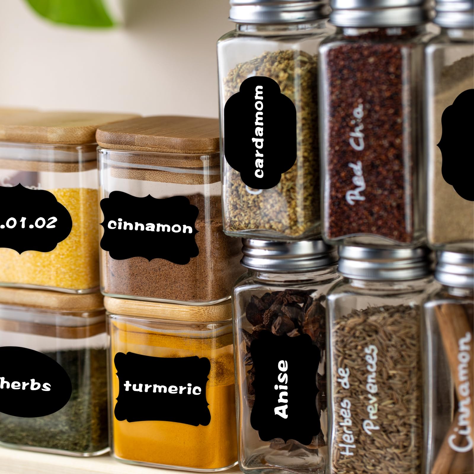 Starboling 300 Pcs Chalkboard Labels 2.4x1.6 Inch - Reusable Waterproof Blackboard Stickers with White Chalk Marker - Perfect for Jars, Bottles, Storage Bins & Kitchen Organization - Great for Pantry, Office & Classroom Labeling