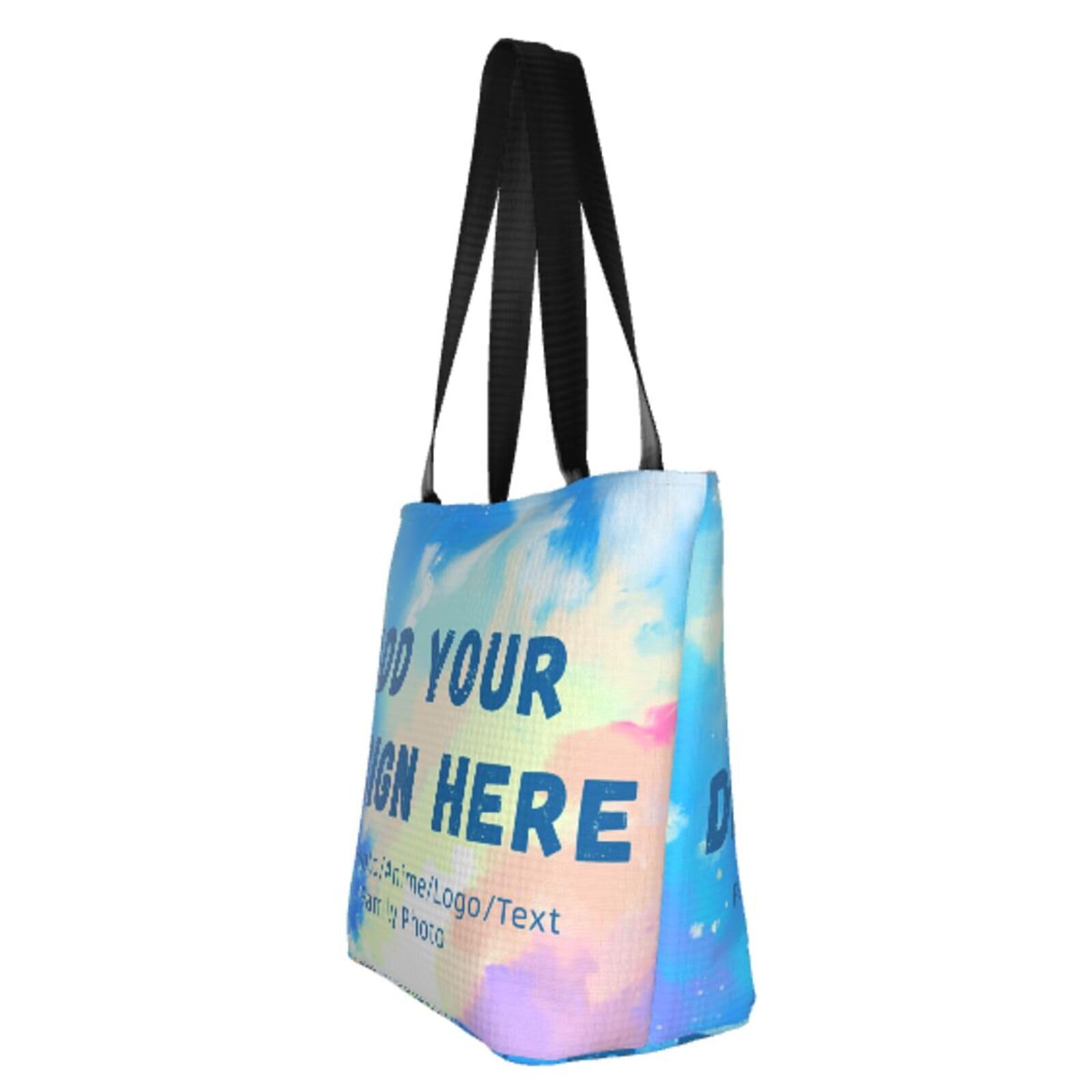 Custom Zipper Tote Bag - Personalized Reusable Shopping Bag with Photo/Text Printing - Durable Shoulder Handbag for Women - Perfect for Beach, Wedding, Travel & Work Commute