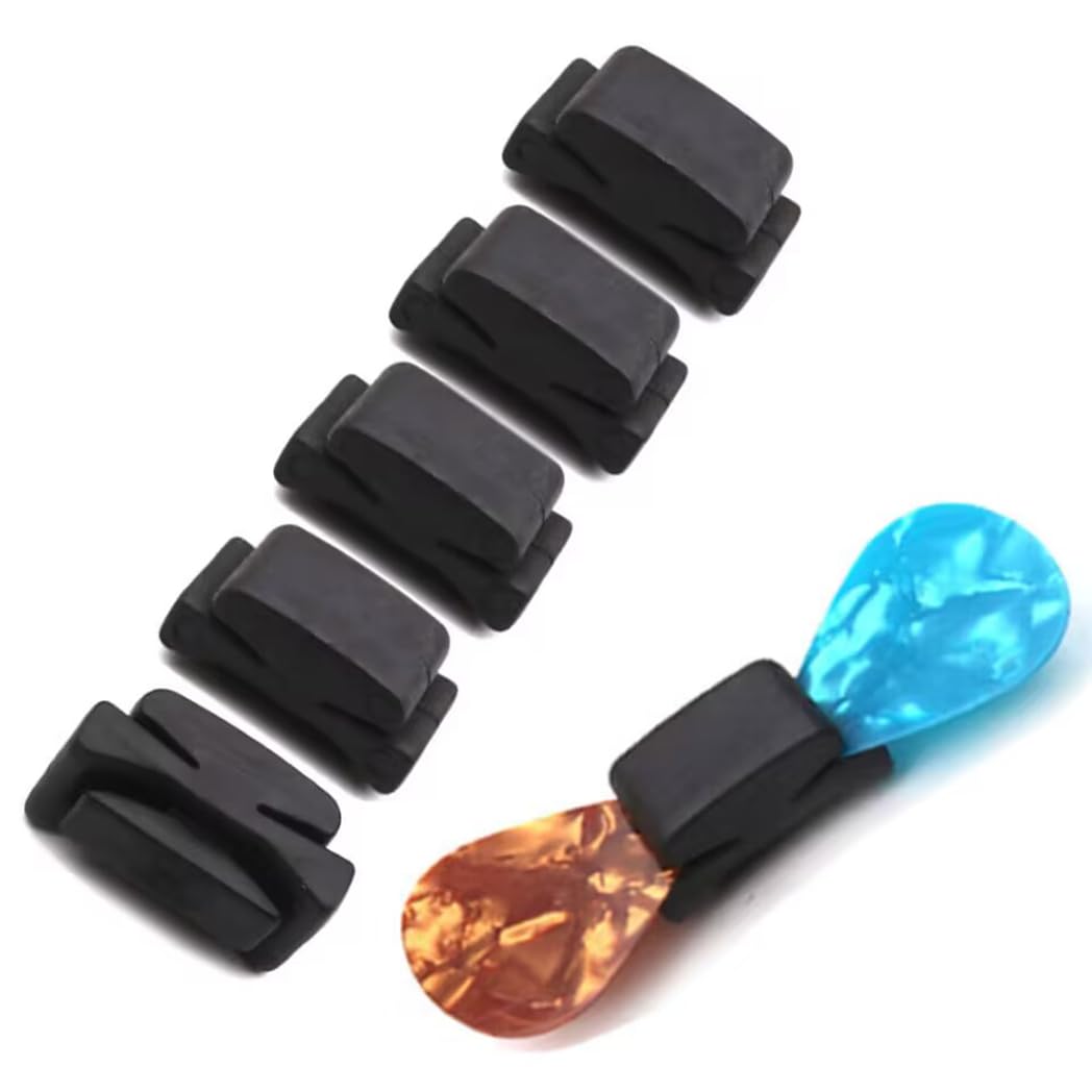 5-Pack Rubber Guitar Pick Holder - Secure Headstock Pick Storage for Guitar, Bass, Ukulele, Banjo & Mandolin - Perfect for Practice, Performances & Music Lessons