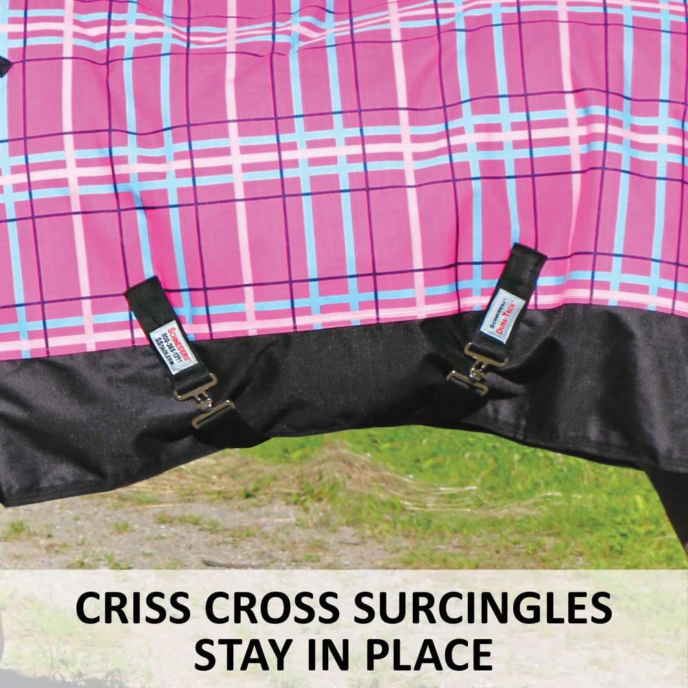 Viking Classic Euro Fit Horse Turnout Blanket - Waterproof Winter Horse Blanket with Surcingle Plaid Design & Large Tail Cover | Heavy Duty Stable Blanket for Cold Weather Riding & Outdoor Horse Protection