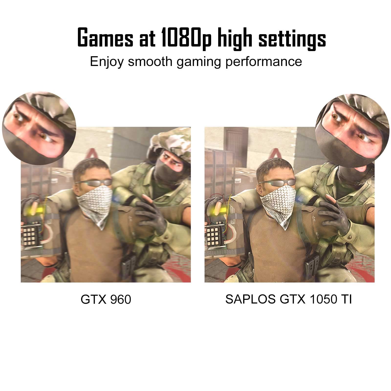 SAPLOS GTX 1050 Ti 4GB GDDR5 128-bit Gaming Graphics Card - PCI Express x16, DirectX 12, DisplayPort HDMI DVI - High Performance PC Video Card for Gaming, Streaming & Graphic Design