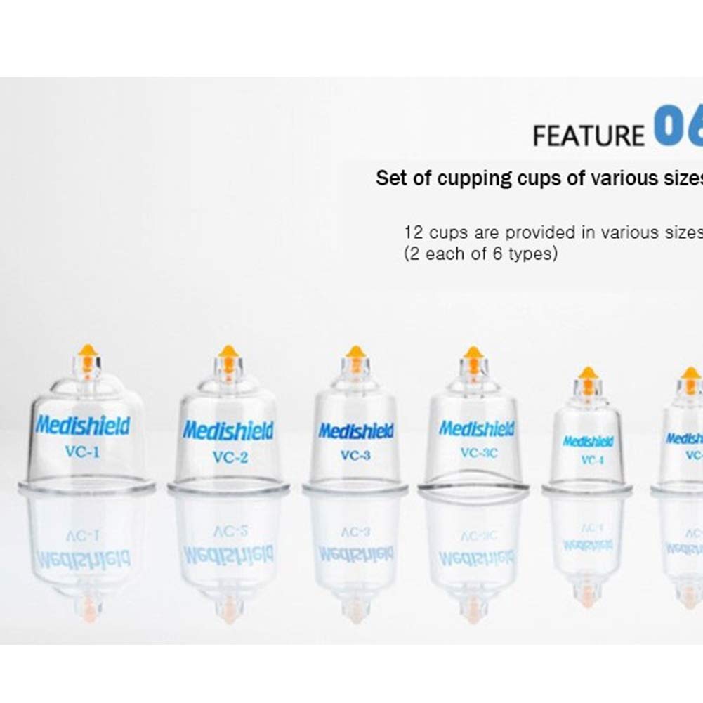 GREENCROSS Electric Vacuum Cupping Therapy Set - 12 Cups for Chinese Acupuncture & Pain Relief | Portable Home Massage Device for Muscle Relaxation & Detox