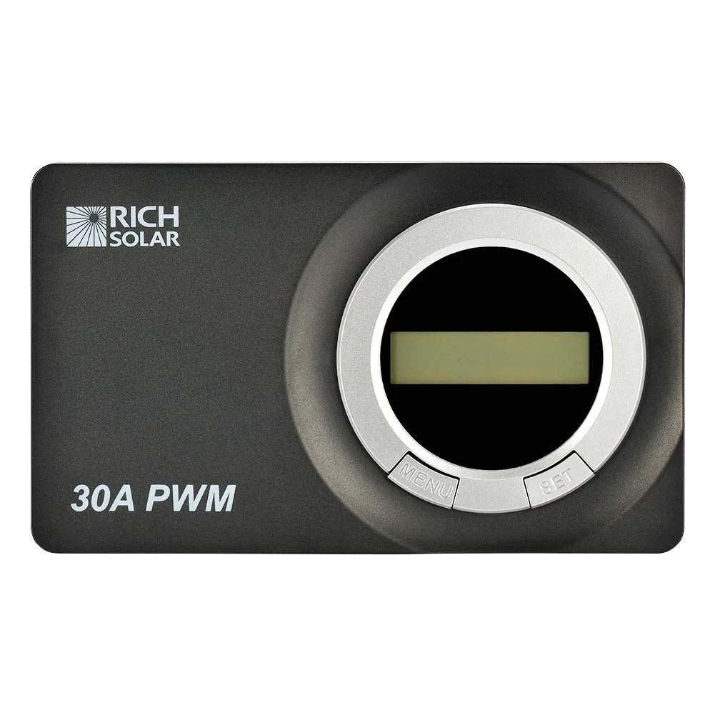 Rich Solar 30 Amp MPPT Solar Charge Controller with LCD Display - Waterproof & Flush Mount for RV, Boat, Off-Grid Power Systems