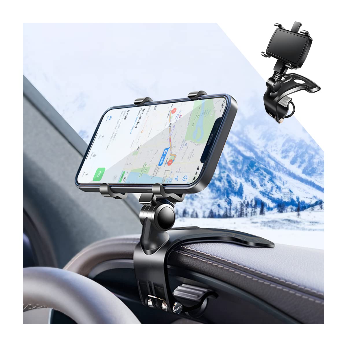 XINLIYA 360° Rotating Car Phone Mount - Universal Dashboard Phone Holder for 3-7 Inch Smartphones - ABS Material, 1400° Rotation - Perfect for GPS Navigation, Hands-Free Calls & Road Trips