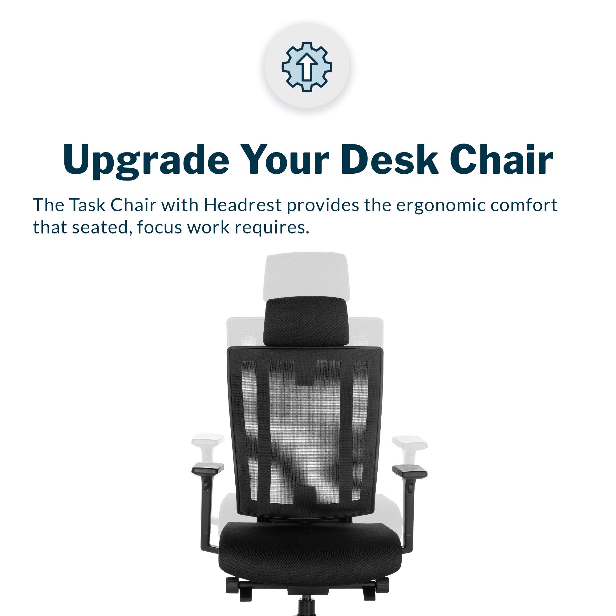 Vari Task Chair with Headrest - Adjustable Height Ergonomic Office Chair with Armrests & Casters - Breathable Mesh Computer Chair with Lumbar Support - Easy Assembly - Black - Perfect for Home Office, Gaming & Workspace