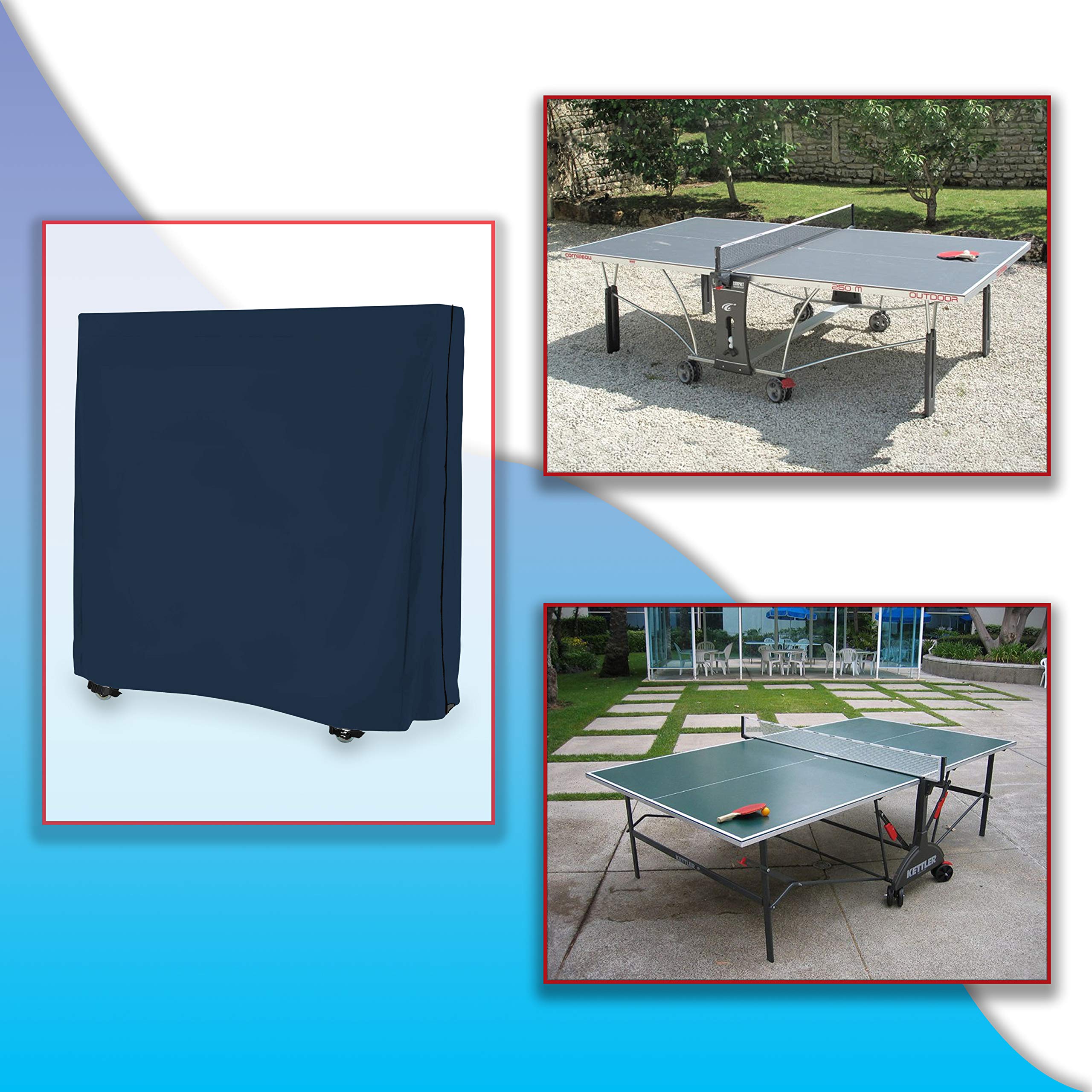 **Waterproof & UV Resistant Ping Pong Table Cover - Heavy Duty 12 Oz PVC Fabric with Air Pockets & Drawstring for Indoor/Outdoor Use - Perfect for Patio, Garage, or Club Protection (Blue)**