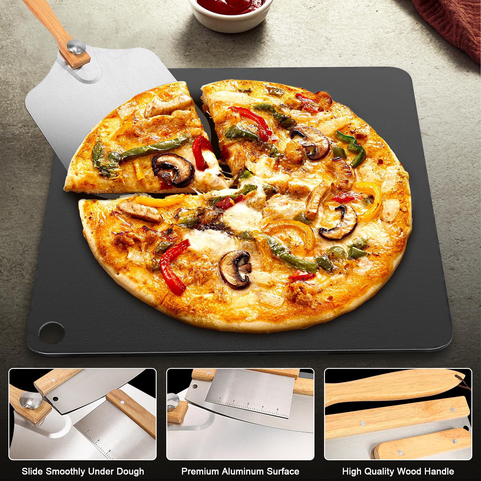 6Pcs Premium Pizza Steel Set for Oven & Grill - 13
