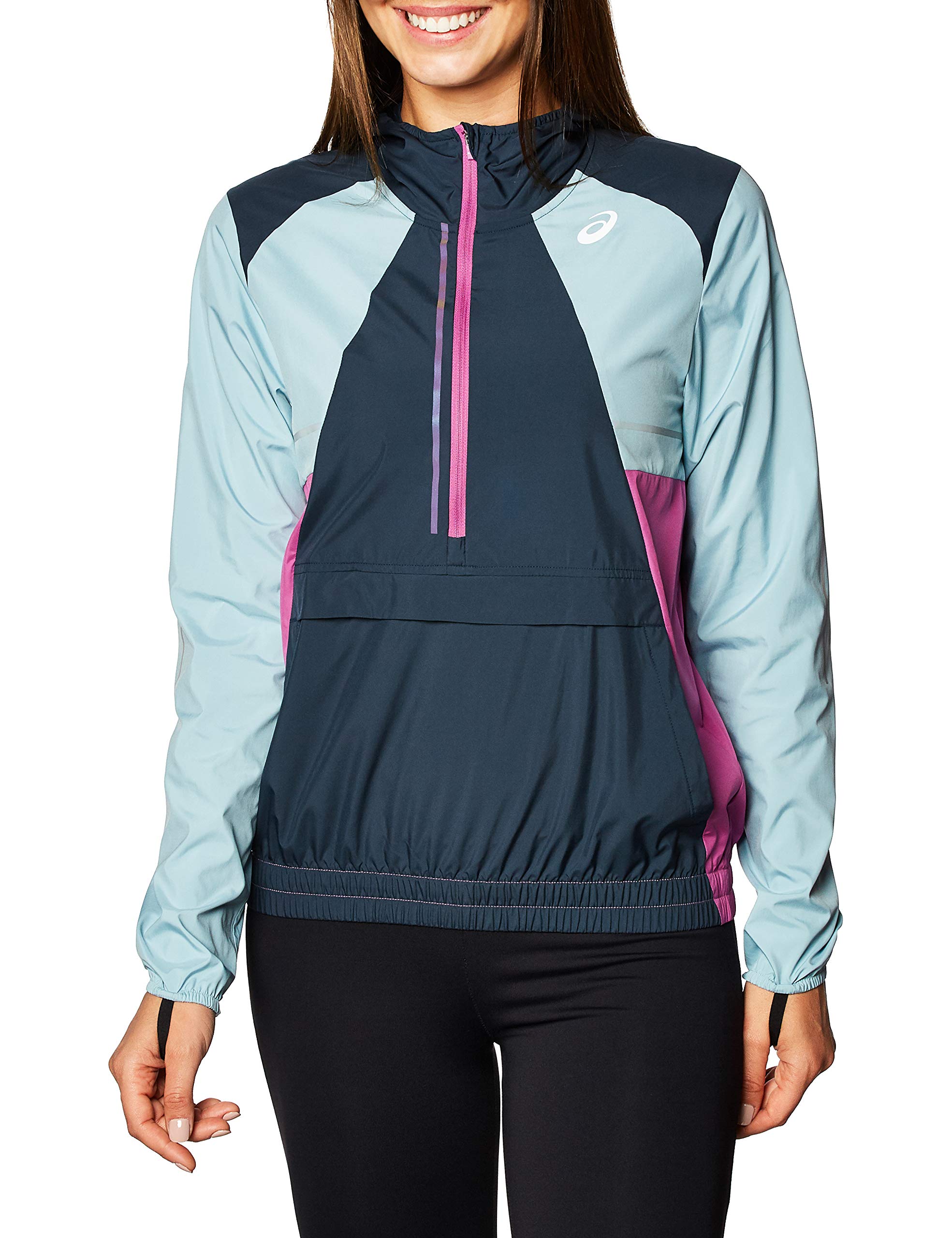 ASICS Women's Running Jacket - High Visibility Reflective Windbreaker for Outdoor Jogging & Night Running - Lightweight Water-Resistant Athletic Apparel for Safety & Comfort