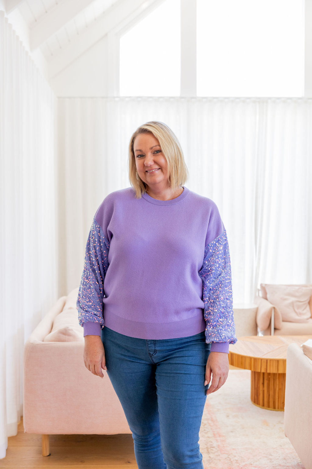 Lilac Glam Knit Sweater for Women - Cozy & Stylish Pullover for Fall & Winter Fashion | Perfect for Casual Outings & Office Wear
