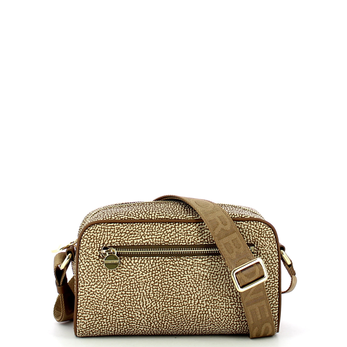 Borbonese Small Beige Marrone Recycled Nylon Camera Bag 934115I15 - Stylish Crossbody Shoulder Bag for Women, Travel & Everyday Use