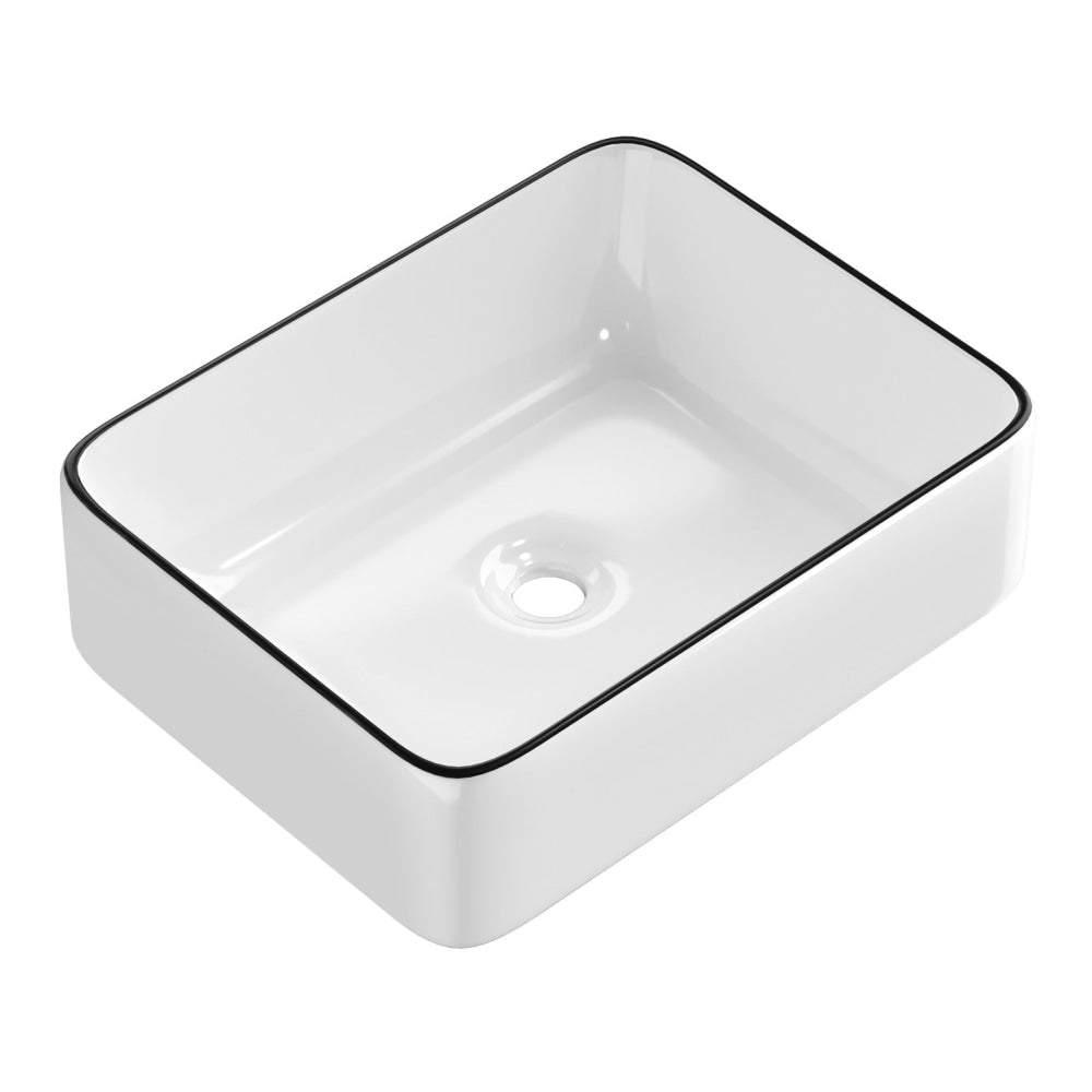 Cefito Ceramic Bathroom Vanity Sink - 48x37cm White Above Counter Hand Wash Basin for Modern Bathroom & Powder Room Decor