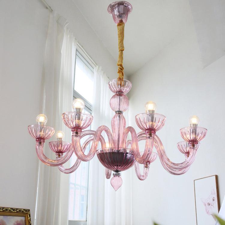 Elegant Ares Murano Glass Chandelier - Handcrafted Italian Crystal Lighting Fixture for Dining Room, Living Room & Bedroom Decor