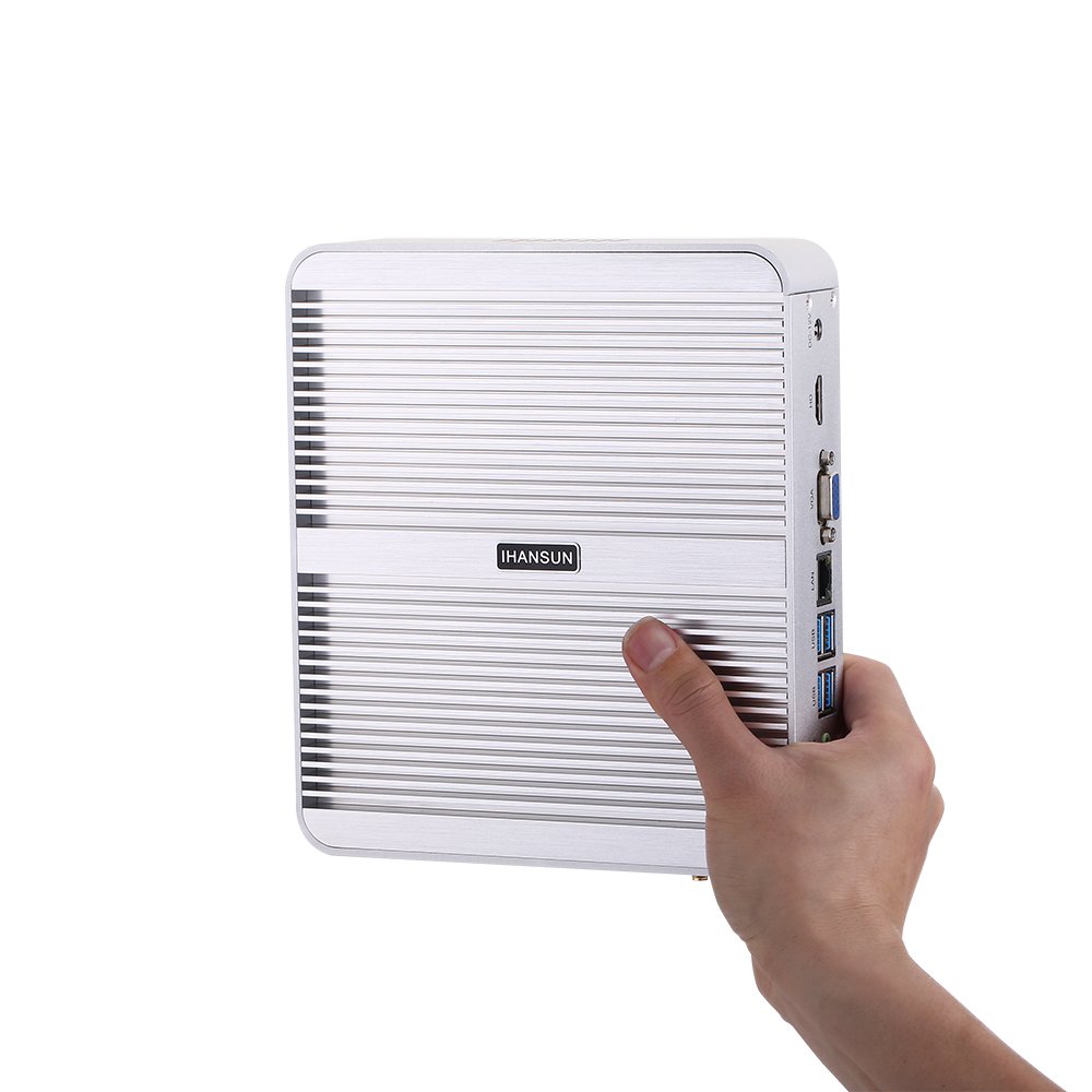 HUNSN Fanless Mini PC - Intel Core i5 1235U, 64GB RAM, 256GB SSD + 1TB HDD, Windows 11/Linux Ubuntu, HDMI/VGA, 8 USB Ports - Compact Desktop Computer for Home Theater, Office Work & Gaming