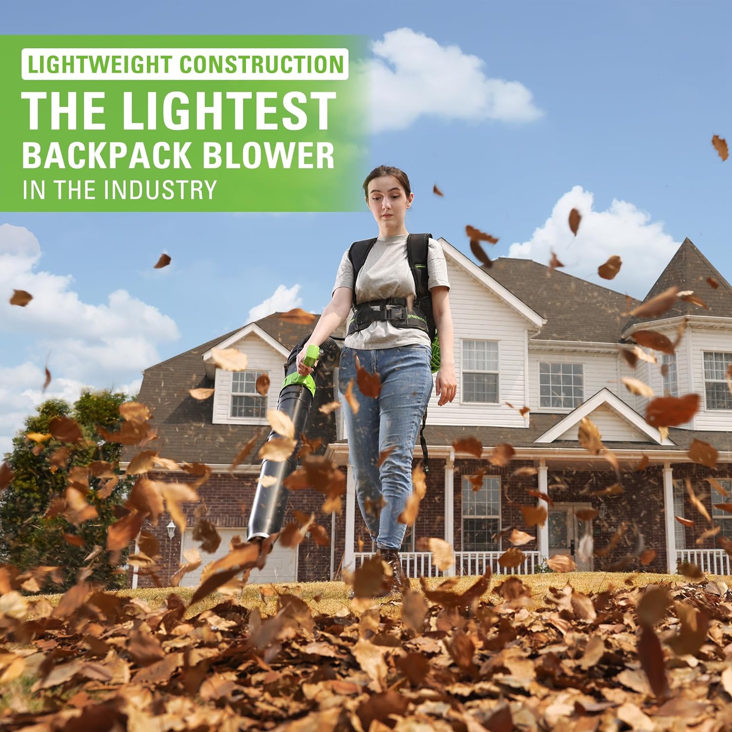 40V 710 CFM Cordless Battery Dual Port Backpack Leaf Blower with (2) 8.0Ah Batteries & Fast Charger - Powerful Yard Cleanup for Leaves, Grass Clippings & Debris