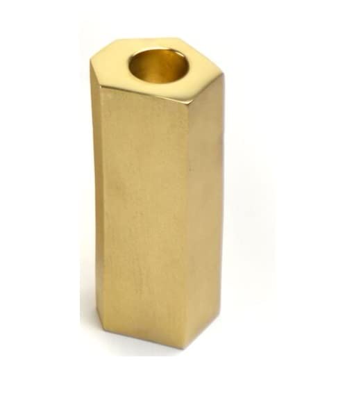 The Rug Market 2102M Brass Candle Holder - 4.75x2x1.75 Inches - Elegant Home Decor for Dining Tables, Mantels & Wedding Centerpieces