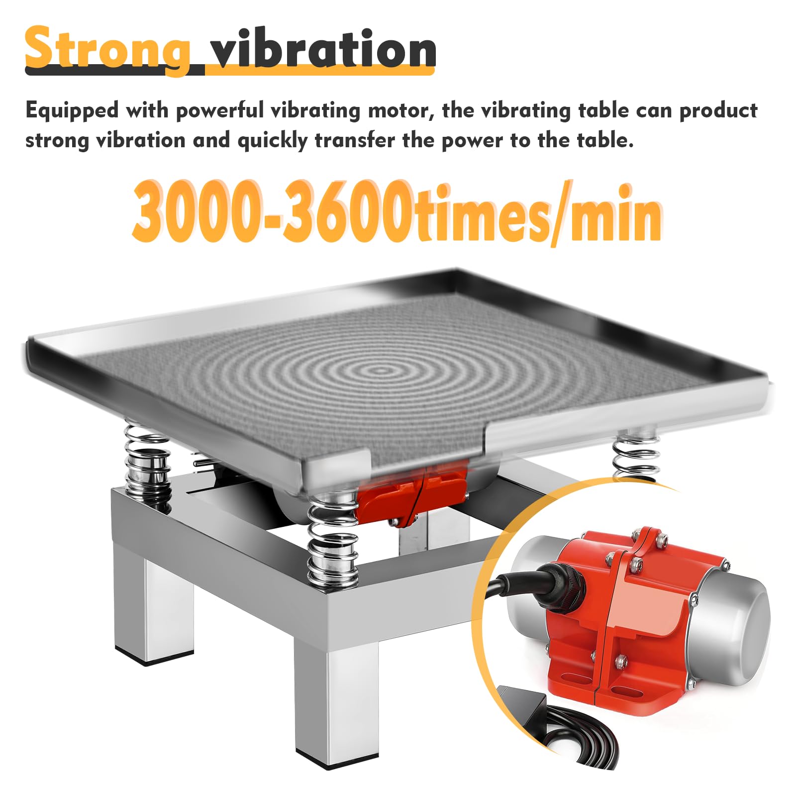 13.8x13.8 Inch Stainless Steel Concrete Vibration Table - 110V Vibrating Test Bench for Resin & Plaster Molds with Non-Slip Cloth Mat | Perfect for DIY Crafting, Jewelry Making, and Concrete Casting Projects