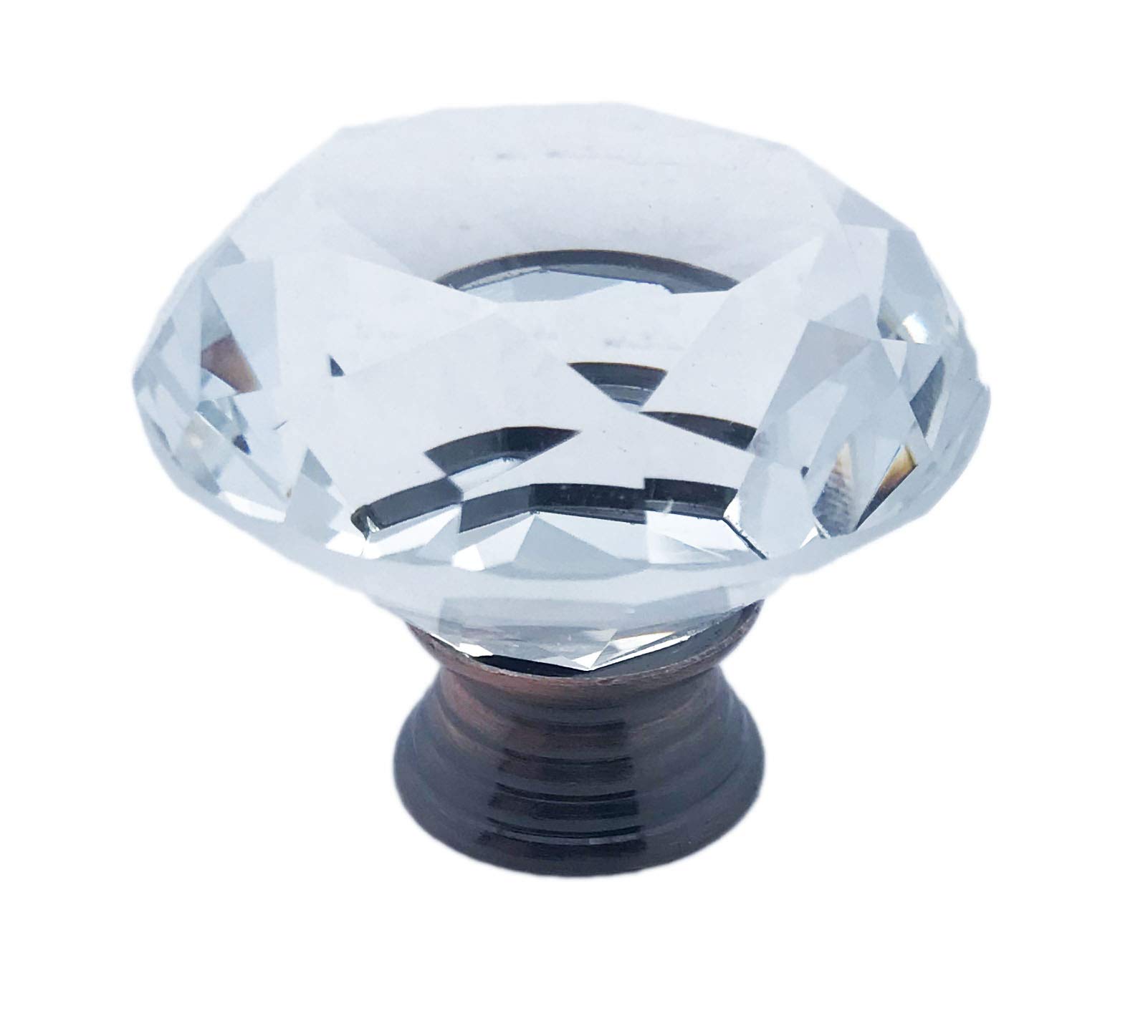 Crystal Real Glass Diamond Shaped Cabinet Knobs - 1.5 Inch (40mm) Dark Base Pull Handles for Dresser Drawers & Cabinets - Perfect for Home Decor, Kitchen Renovation, and Furniture Upgrades
