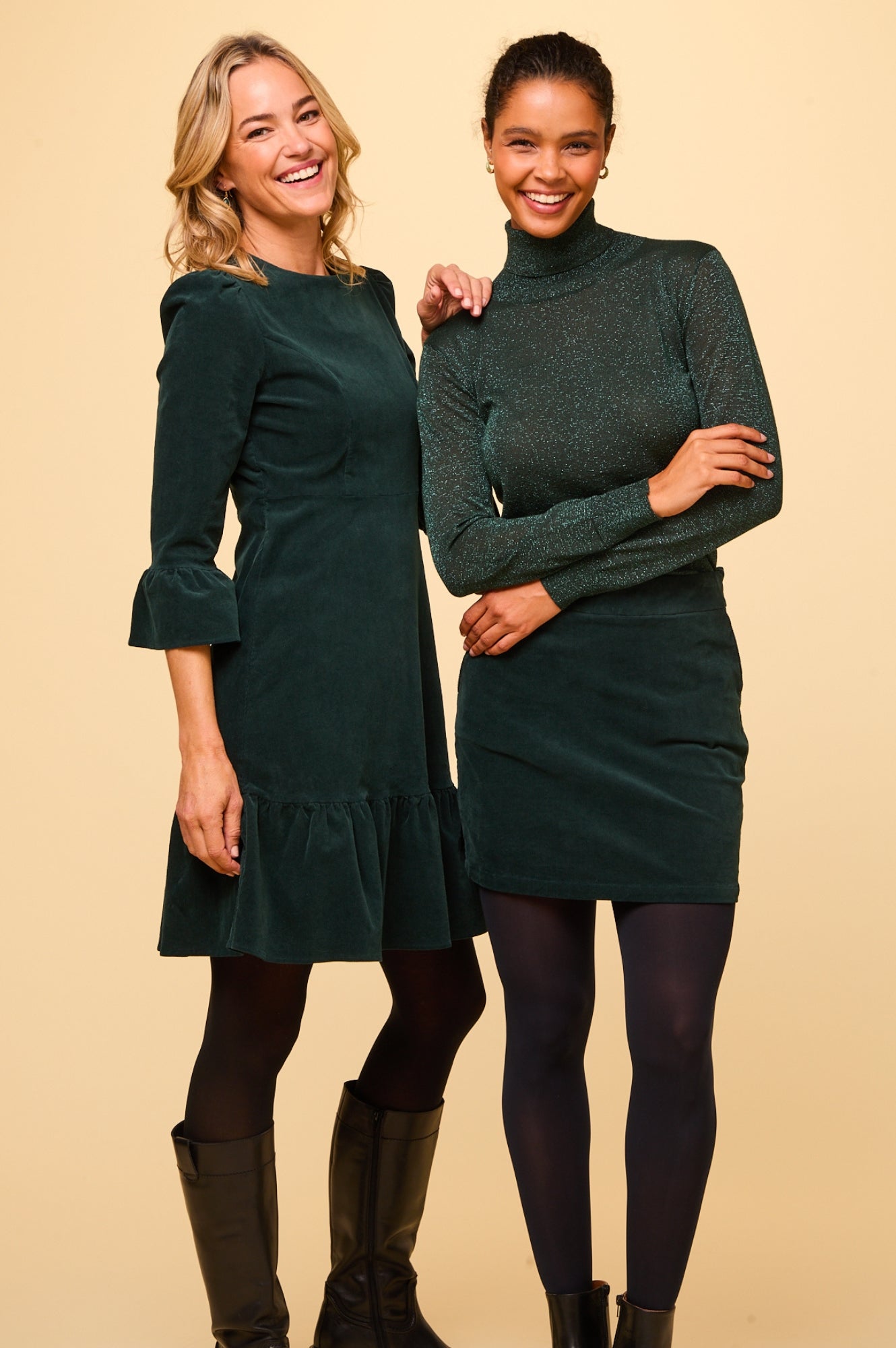 Sapphire Stretch Corduroy Mini Skirt for Women - Bottle Green High Waist A-Line Skirt | Perfect for Fall Outfits, Casual Wear & Date Nights