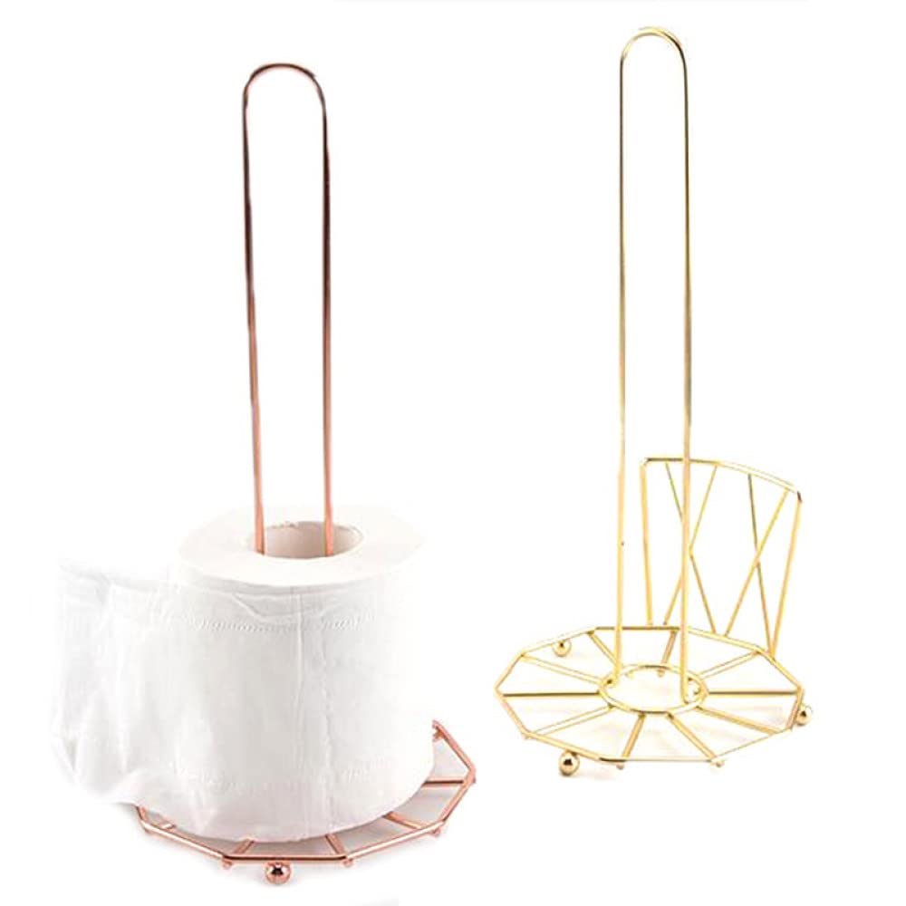 Stainless Steel Kitchen Roll Holder & Bathroom Tissue Stand - Rose Gold Multifunctional Paper Towel & Napkin Rack for Kitchen, Bathroom & Dining Table Decor - Space Saving Home Organizer