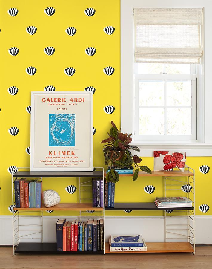 Clare V. 'Lotus' Yellow Wallpaper - Peel & Stick Removable Wallpaper for Bedroom, Nursery, Living Room Decor