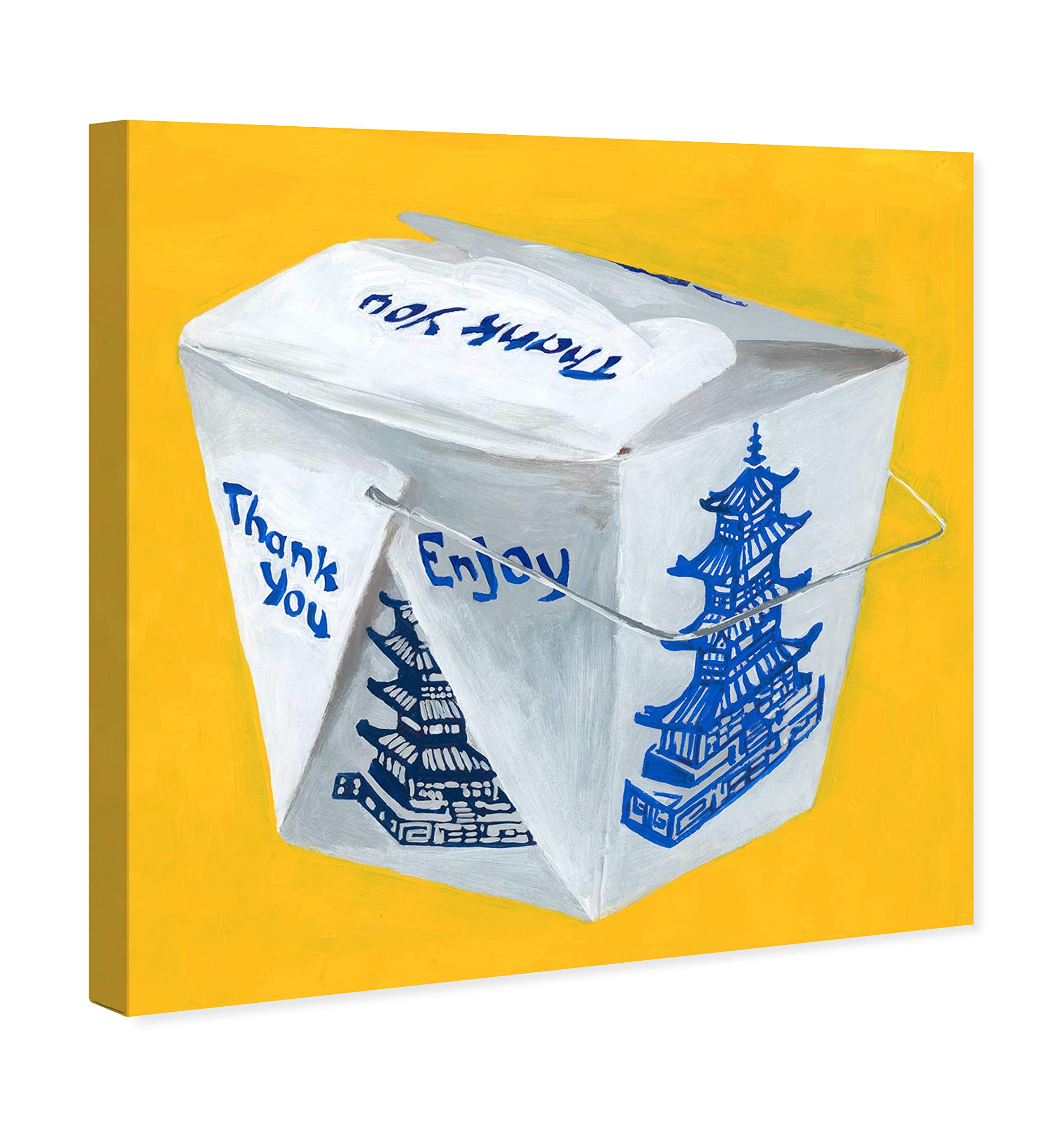 Oliver Gal Artist Co. Porcelain Take Out Box Wall Art Canvas Print - 24x24 Inch Yellow & Blue World Map Home Decor - Perfect for Kitchen, Dining Room & Asian-Themed Interior Design