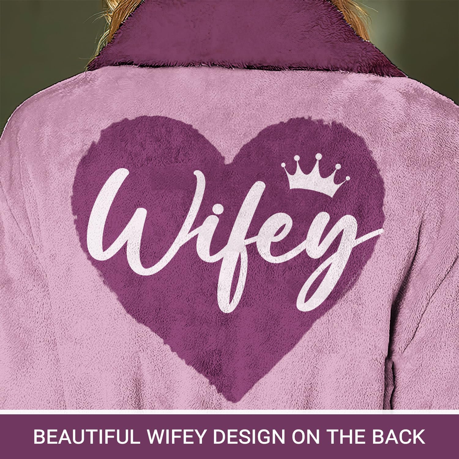 Cozy Wifey Fleece Robe - Soft Plush Bathrobe for Women - Perfect Mothers Day, Birthday, Anniversary & Christmas Gift for Wife - Ideal for Relaxing at Home, Spa Days & Cozy Evenings