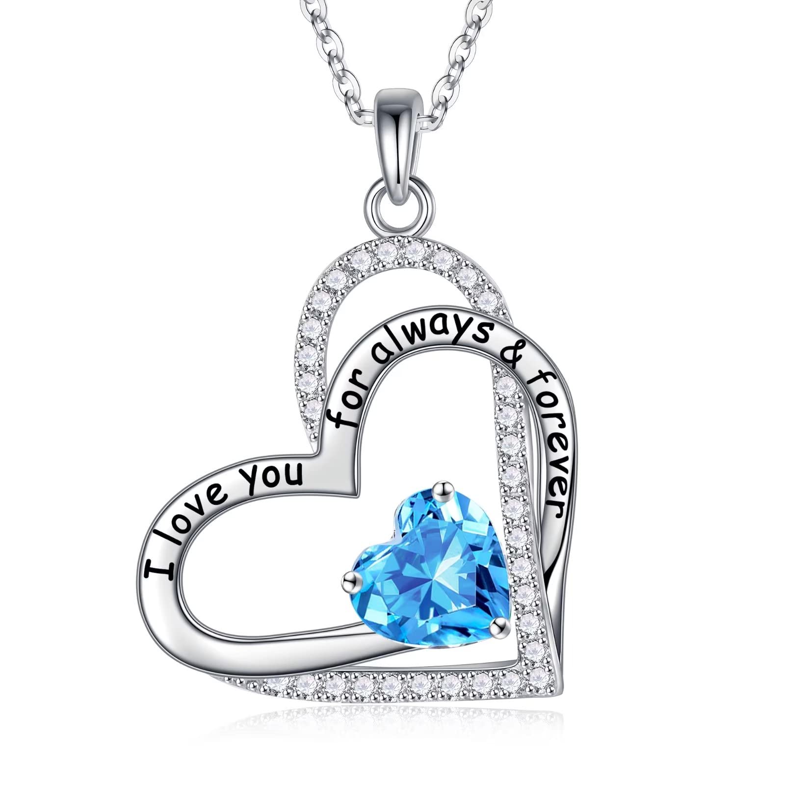925 Sterling Silver Birthstone Necklace for Women - Personalized Jewelry Gift for Wife, Girlfriend, Mom | Elegant Birthday, Anniversary & Mother's Day Present | Perfect for Everyday Wear & Special Occasions