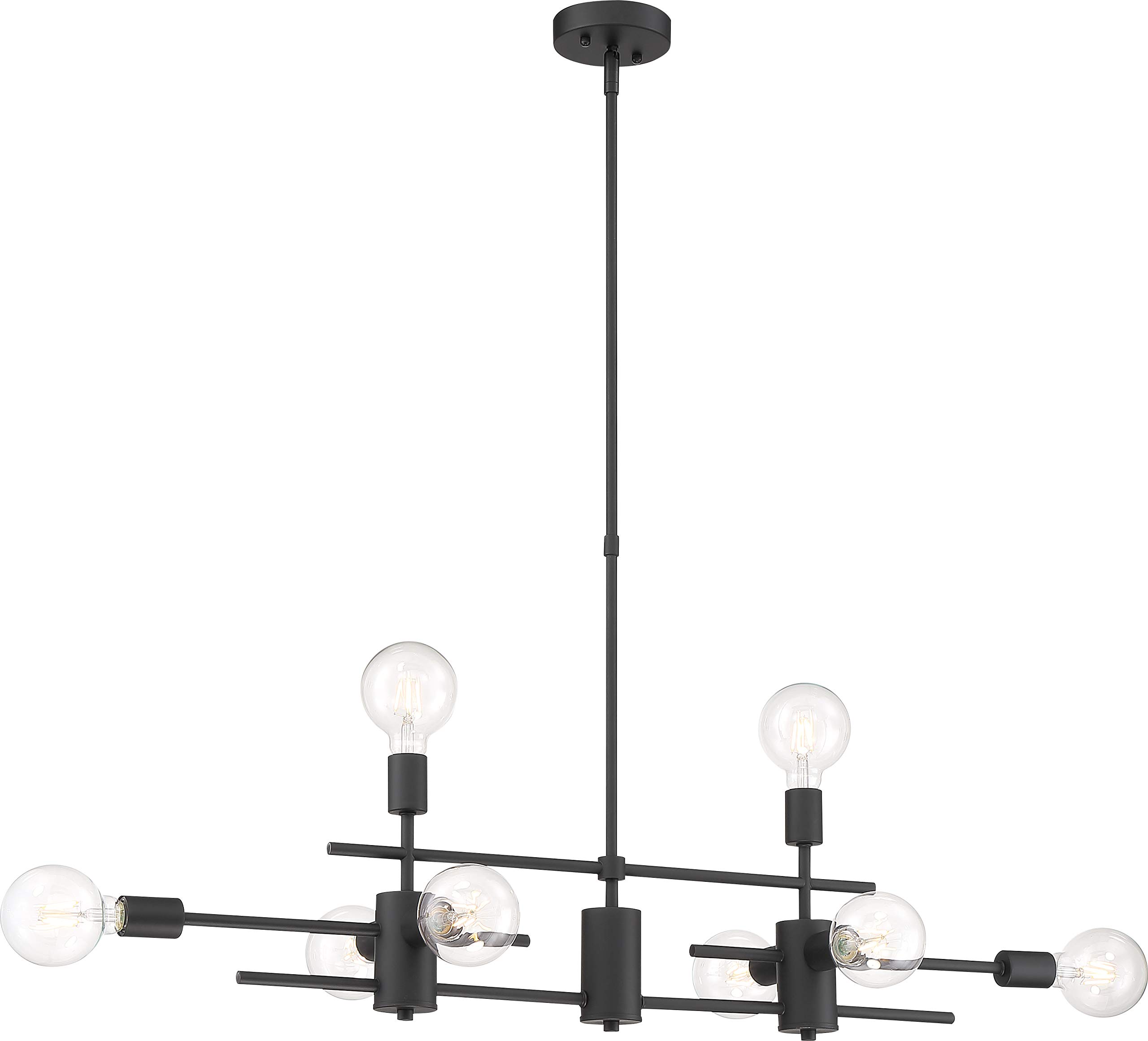 Nuvo 60/6862 Delphi 8-Light Black Island Pendant Light - Perfect for Kitchen Island, Dining Room, and Modern Home Lighting