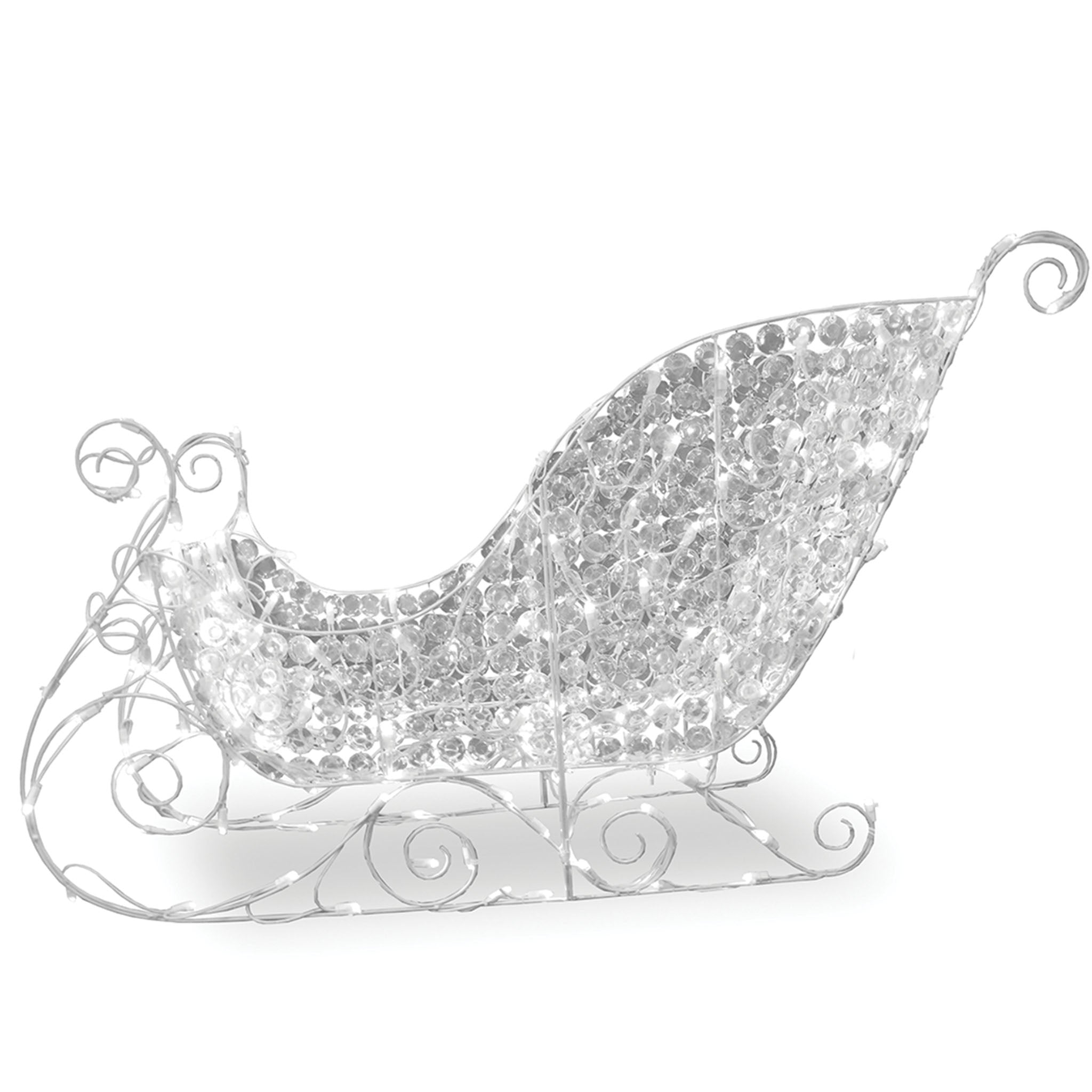 36 Inch LED Crystal Bead Christmas Sleigh Decor with Warm White Lights - Holiday Home Decor, Winter Wonderland Display, Festive Table Centerpiece
