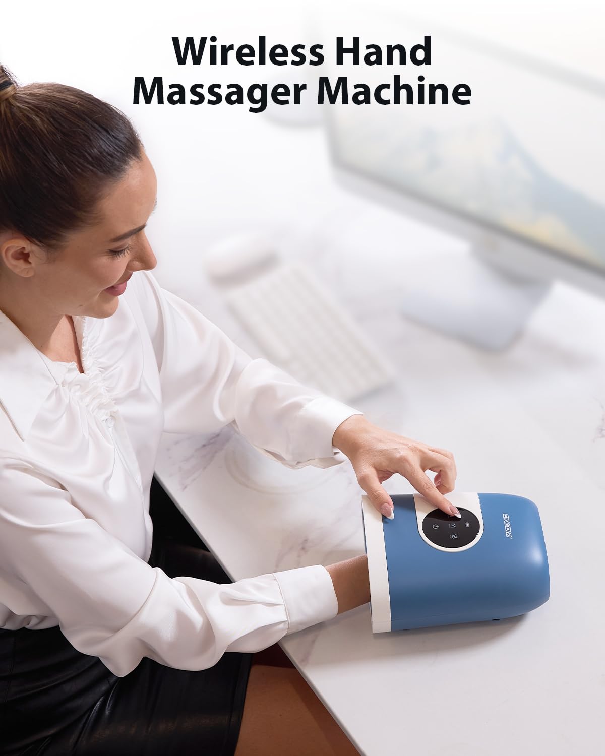 Upgraded Cordless Hand Massager with Heat & Compression - Rechargeable Therapy for Arthritis, Carpal Tunnel & Pain Relief - Perfect Gift for Women, Men & Seniors - FSA/HSA Eligible - Use at Home, Office or Travel