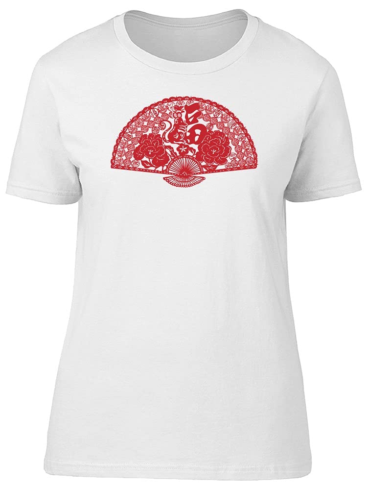 Elegant Chinese Floral Hand Fan Print Women's T-Shirt - Perfect for Summer Outfits, Cultural Events & Casual Wear
