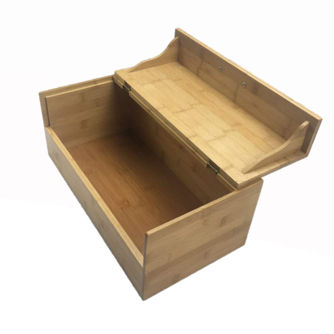Natural Bamboo Wood Bread Storage Box with Hinged Lid & Handle - Large Kitchen Countertop Organizer for Bread, Pastries & Baked Goods - Perfect for Pantry, Bakery & Home Kitchen Organization