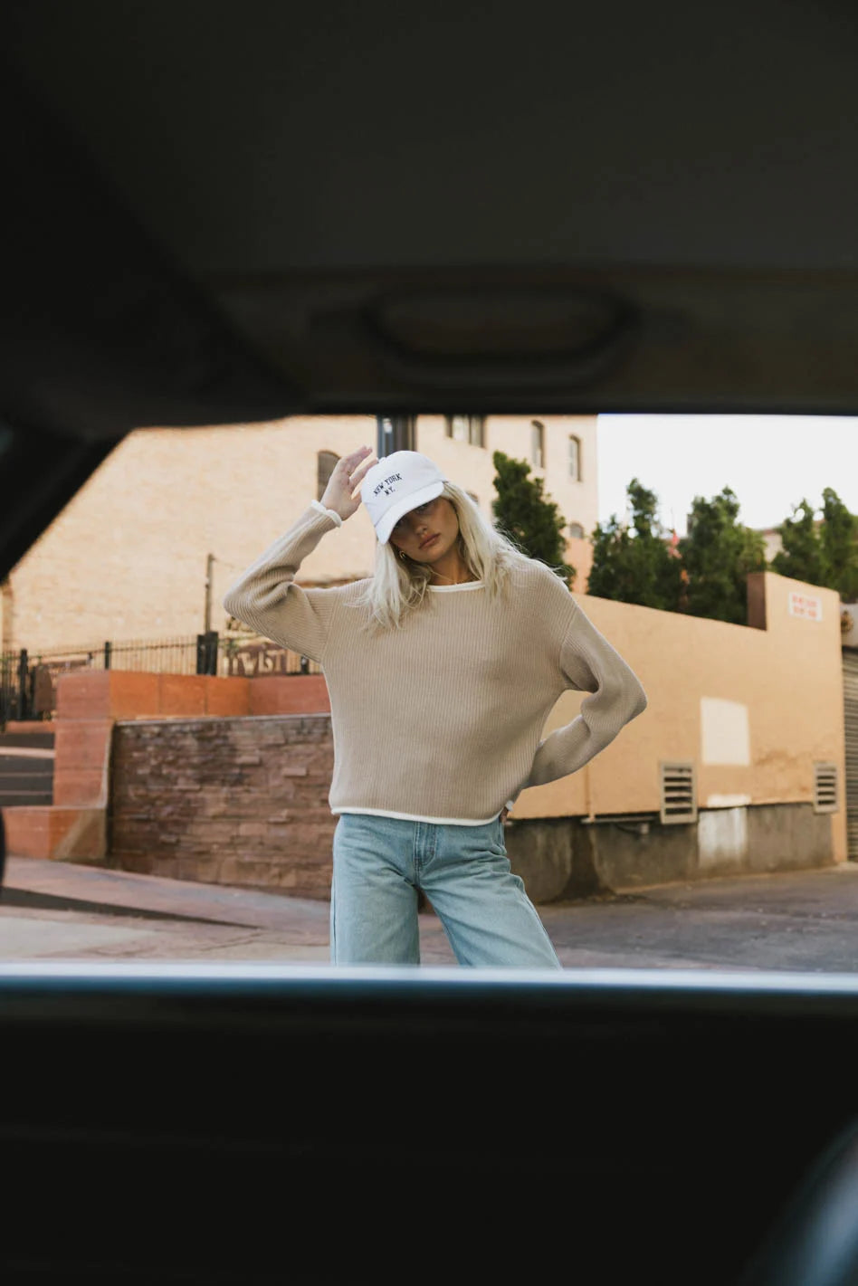 Stylish Mandy Contrast Sweater in Tan - Women's Knit Pullover for Fall & Winter | Perfect for Casual Outfits, Office Wear & Cozy Evenings