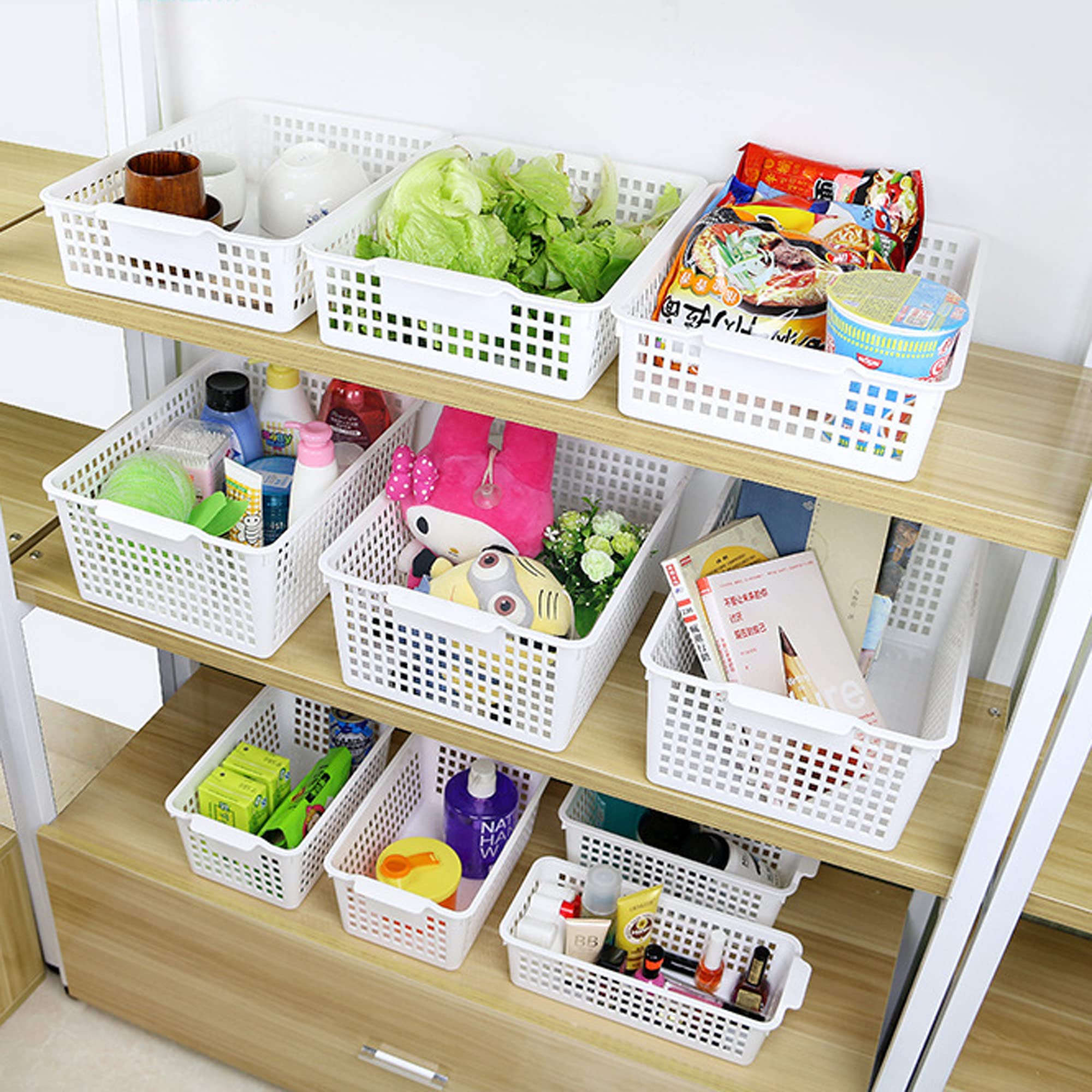 6-Pack White Plastic Storage Trays & Baskets - File Organizer for Office, Home, Kitchen | Perfect for Paper, Documents, Mail & Office Supplies Organization