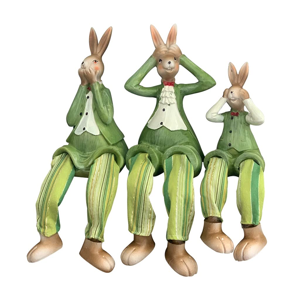 Resin Rabbit Sculpture - Realistic Garden Decor, Creative Three Rabbits Statue for Home, Living Room, Bedroom, Balcony & Terrace - Perfect for Outdoor & Indoor Decoration | Ideal for Spring Decor, Easter Gifts & Cozy Home Styling