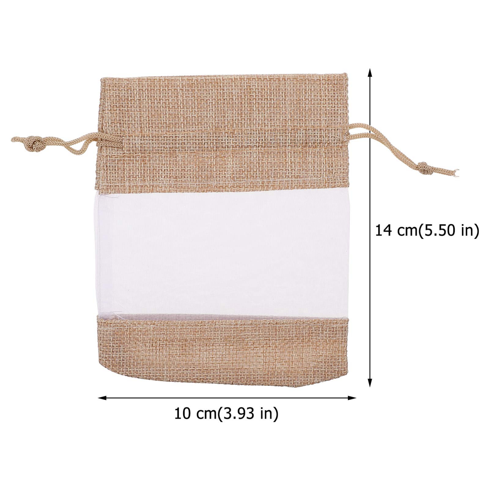 10-Piece Cabilock Linen Drawstring Bags - Window Sachet Bags for Jewelry, Favors, Snacks & Candy - Reusable Mesh Grocery Bags for Home Storage, Wedding Favors & Party Gifts