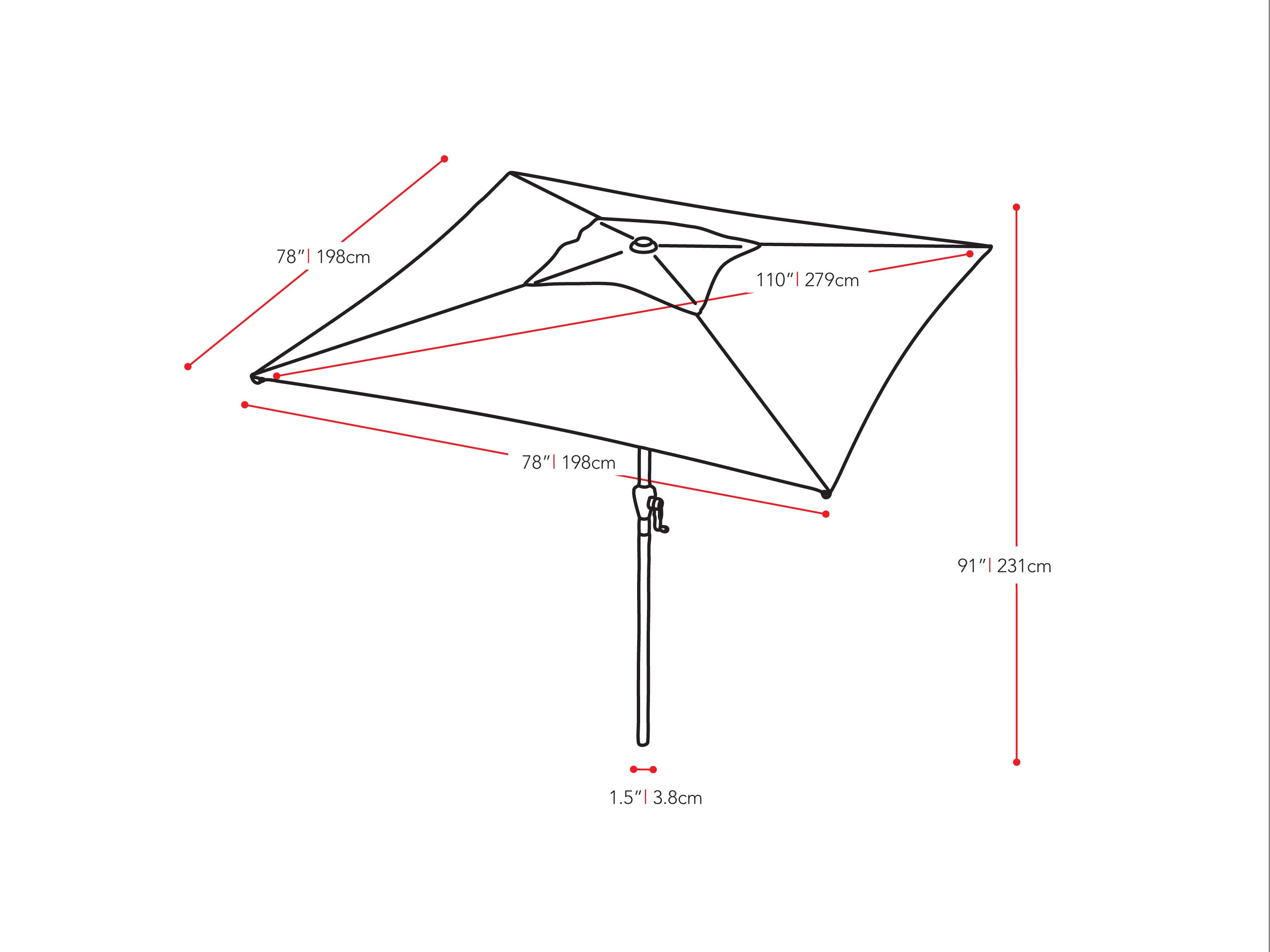 9ft Square Grey Patio Umbrella - Outdoor Sun Shade for Deck, Poolside, and Garden - UV Protection & Water Resistant