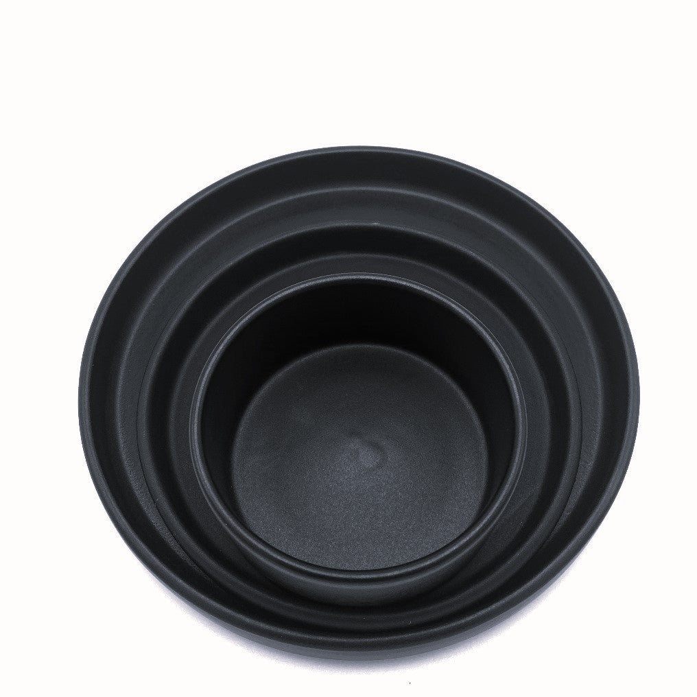 Modern American Dinnerware Set - 3-Piece Matte Black Ceramic Plates for Stylish Dining & Entertaining