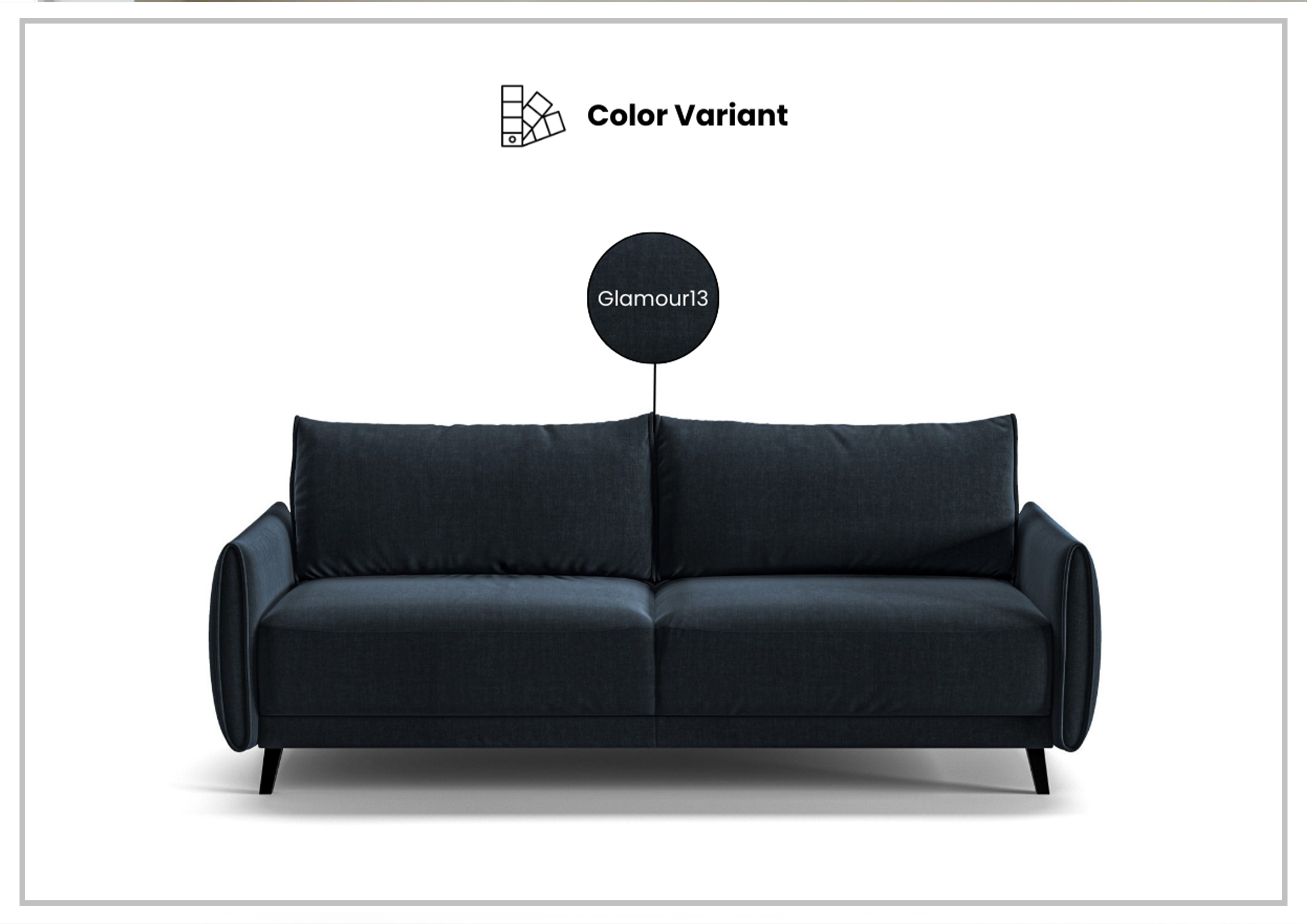 Luonto Dolphin Fabric Full XL Sofa Sleeper with High Black Legs - Convertible Sleeper Sofa for Small Spaces, Guest Room & Living Room Furniture